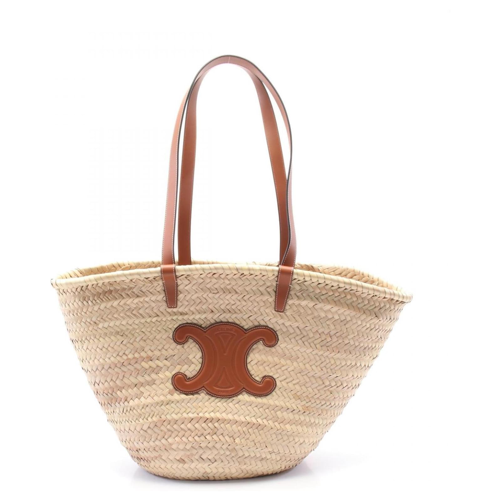 TRIOMPHE 35 BEIGE MOROCCAN RAFFIA FIBERS BAG