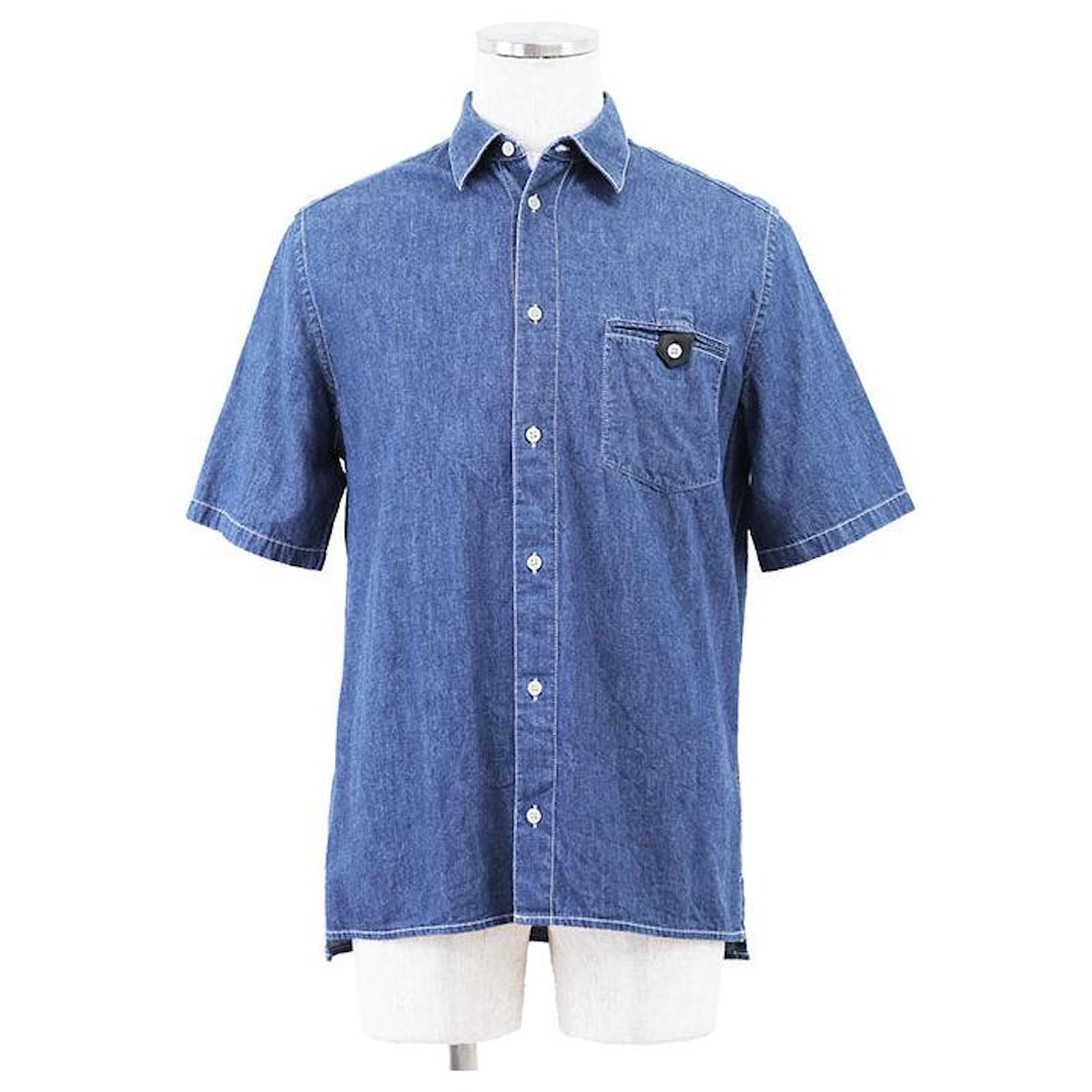 Hermès Hermes Shirt Cotton Lamb Leather Shirt Blue Lambskin ref