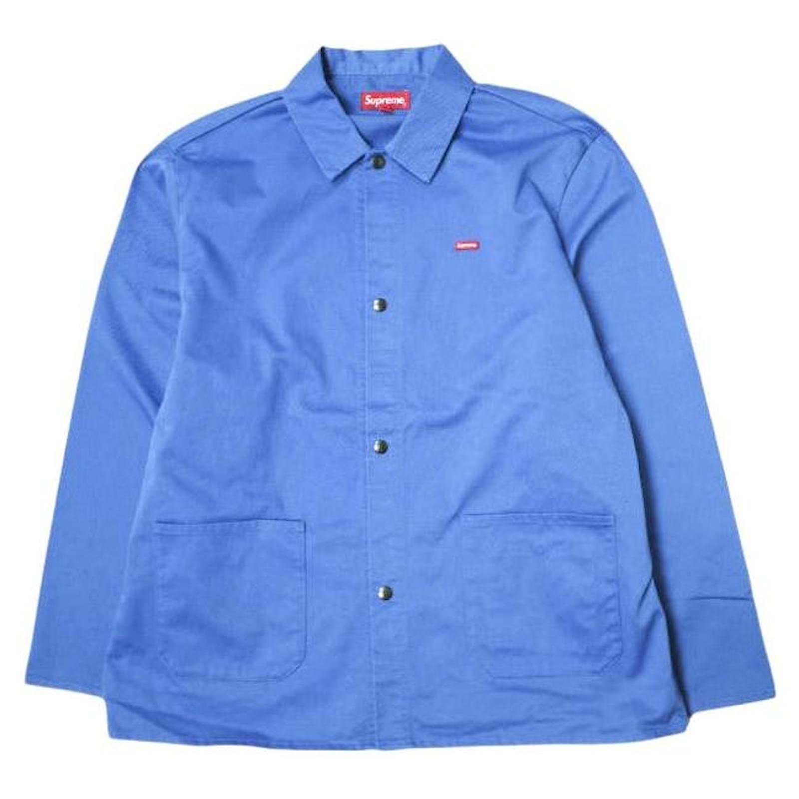 ジャケット・アウター supreme 2017 Small Box Logo Shop Jacket Supreme Small Box Logo Shop Jacket T/C Twill Jacket Blue Cotton
