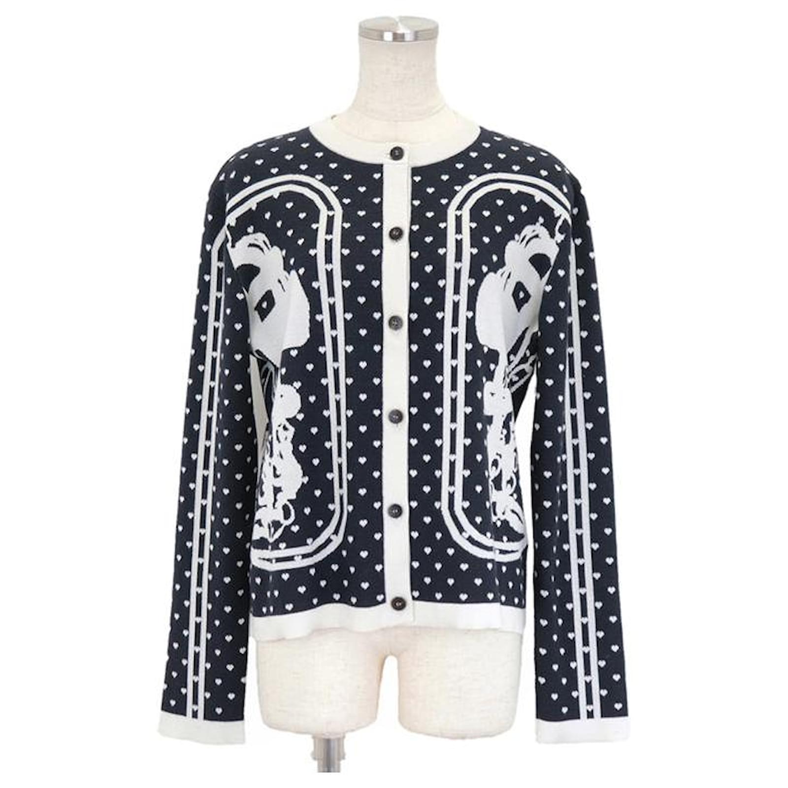 Hermès Brides de Gala Cashmere Silk Knit Cardigan 40 Black White
