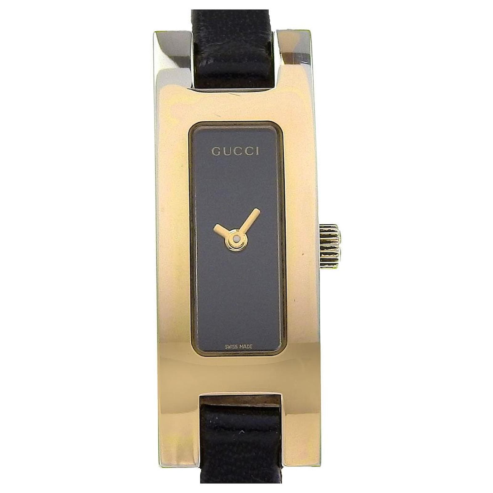 Gucci 3900L Stainless Steel Watch Golden Leather Metal ref.2388760