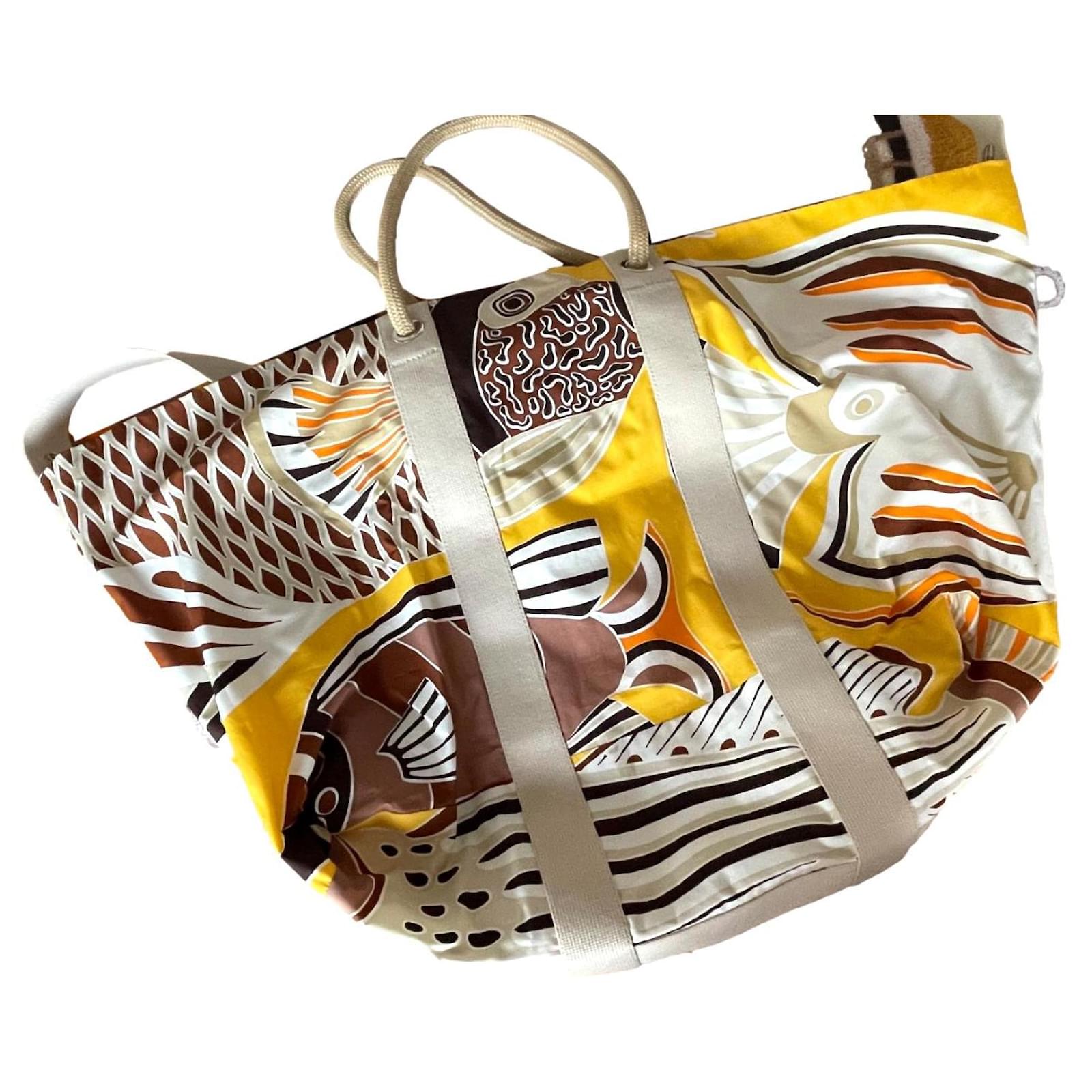 Hermès Traffic Jam Beach Bag Yellow Cotton ref.2425745