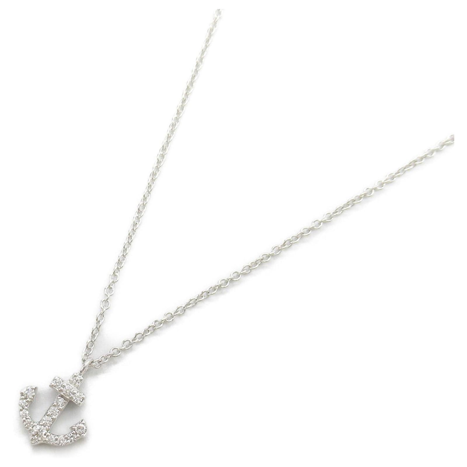 Tiffany Anchor Au750 White Gold Diamond Necklace Metal ref