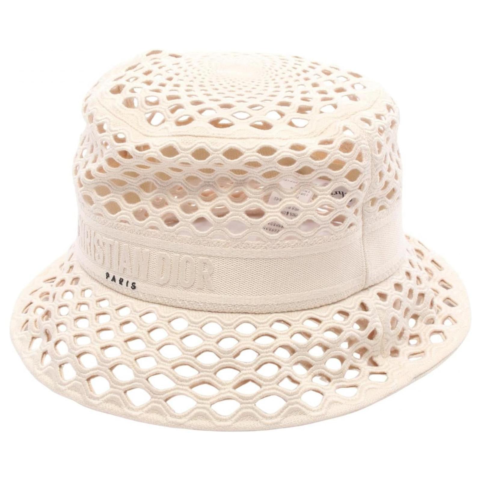 Cappello Bob in Rete di Cotone e Poliestere Christian Dior Beige