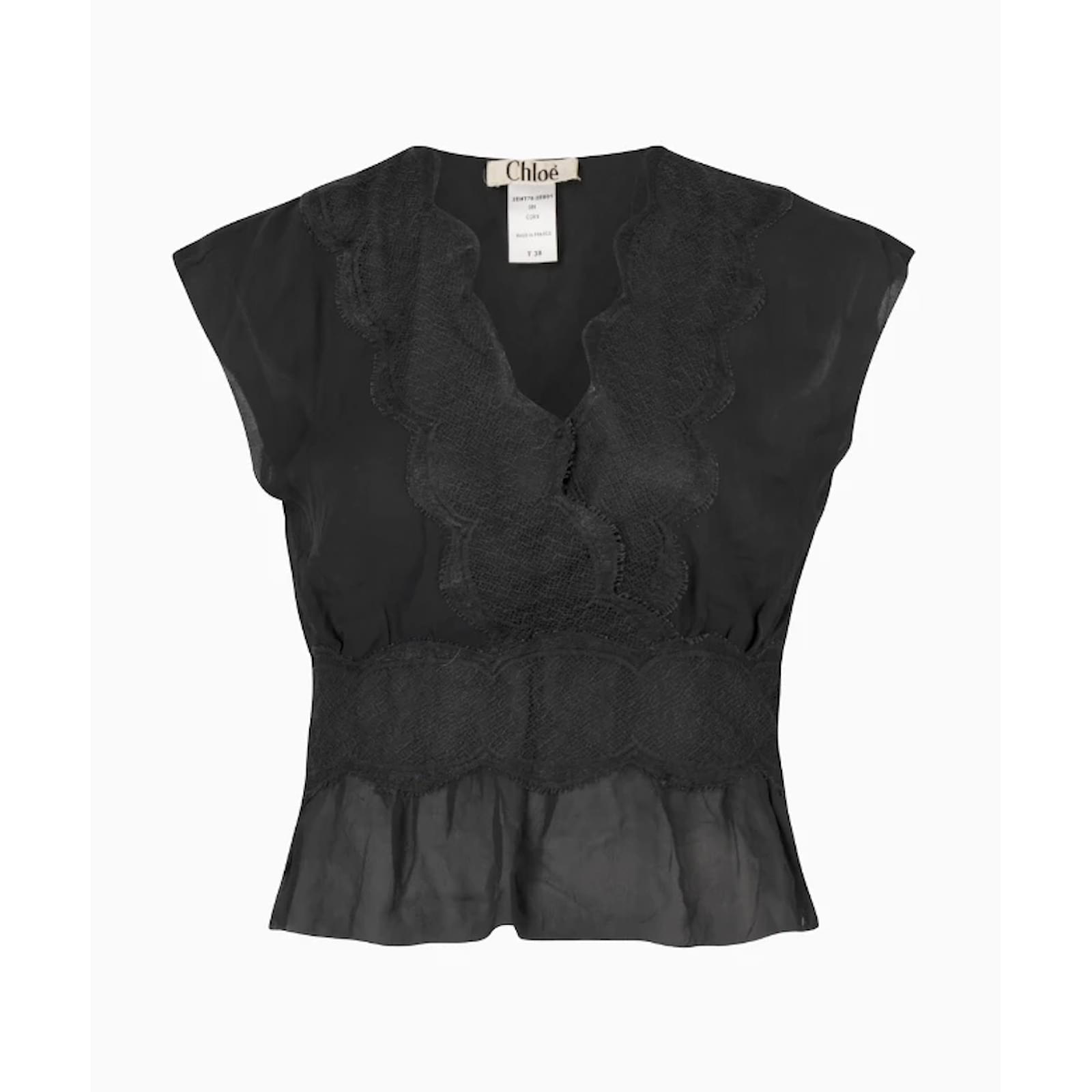 トップス Chloe by Phoebe Philo SS2002 Lobster Top Top Chloé, model Lace SS2002 by Phoebe Philo Black Silk ref