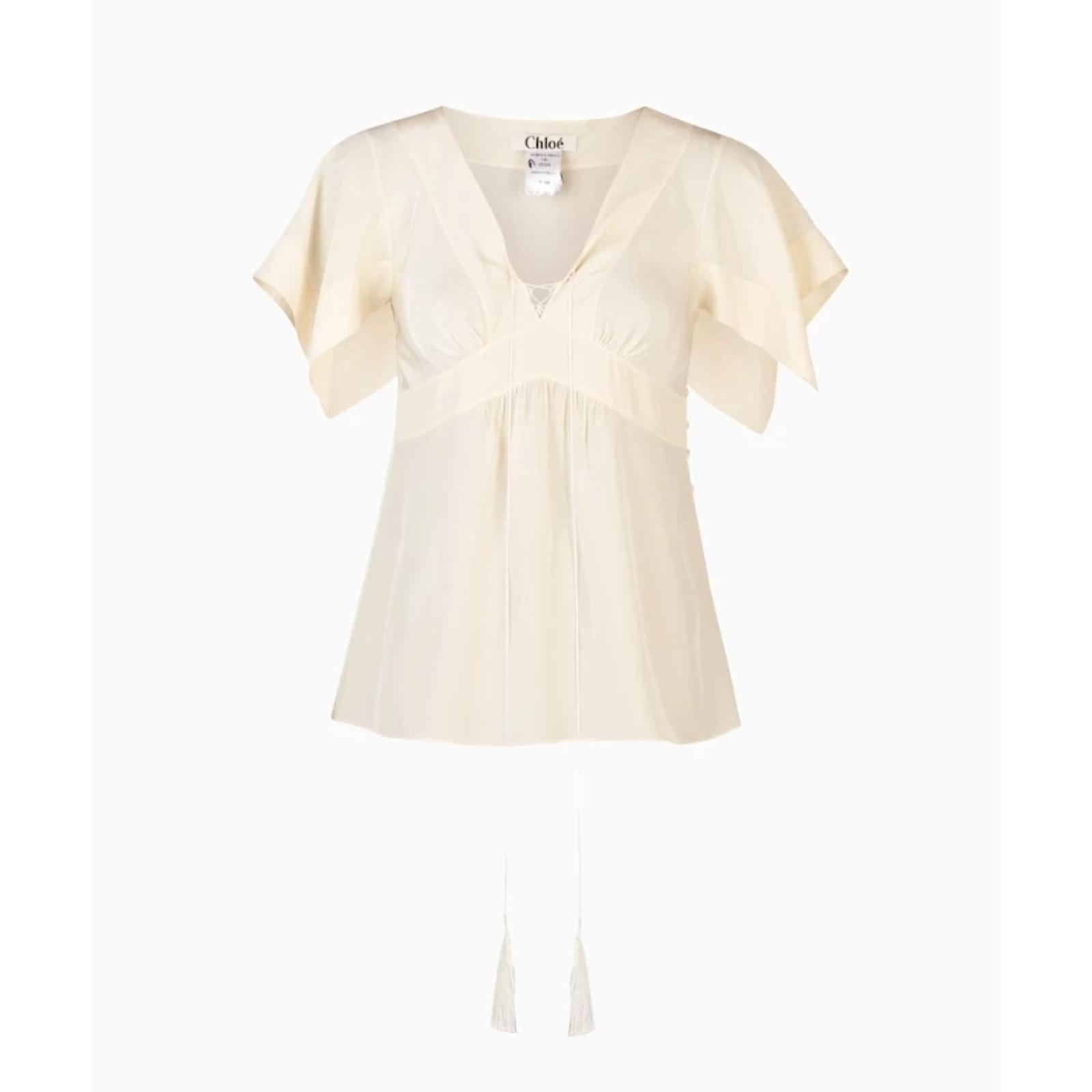 Chloe by Phoebe Philo 04SS コットンジャケット 36 Top Chloé, Ivory Silk model FW2004 by Phoebe Philo White ref