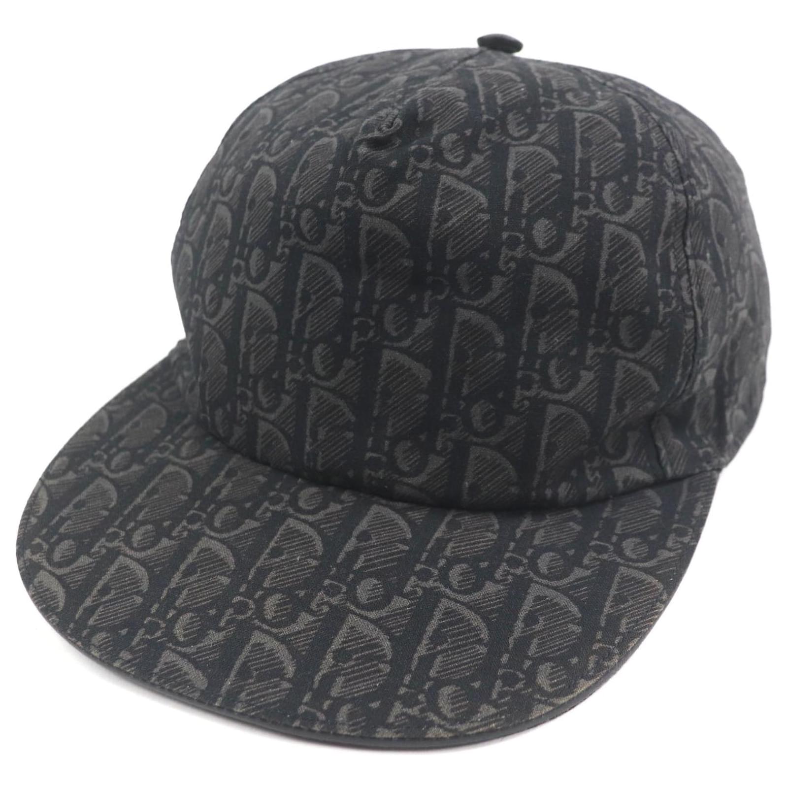 Dior Oblique Leather Baseball Cap Grey Dark grey Cotton ref