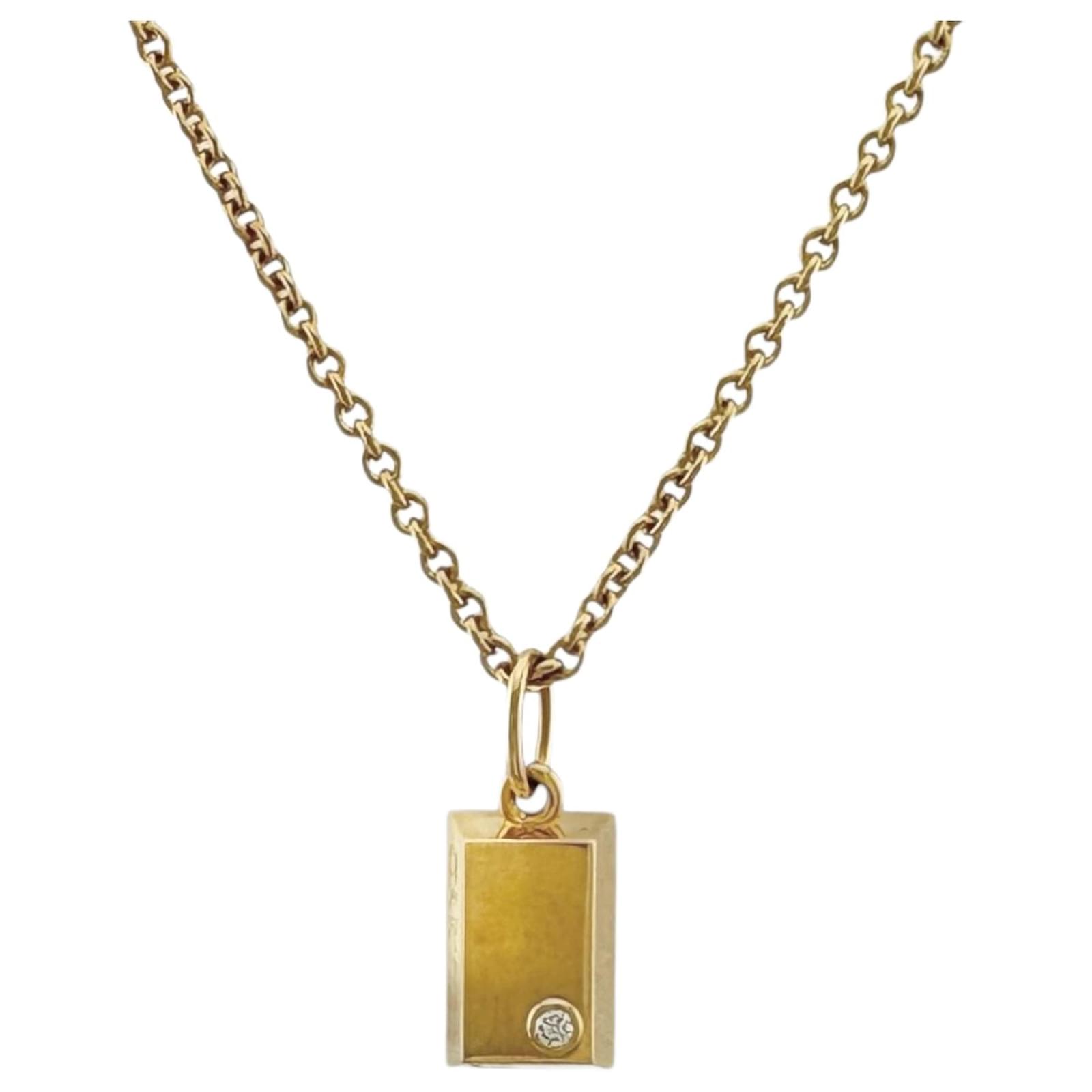 Collier en lingot en or jaune 18K avec diamants Cartier Doré ref