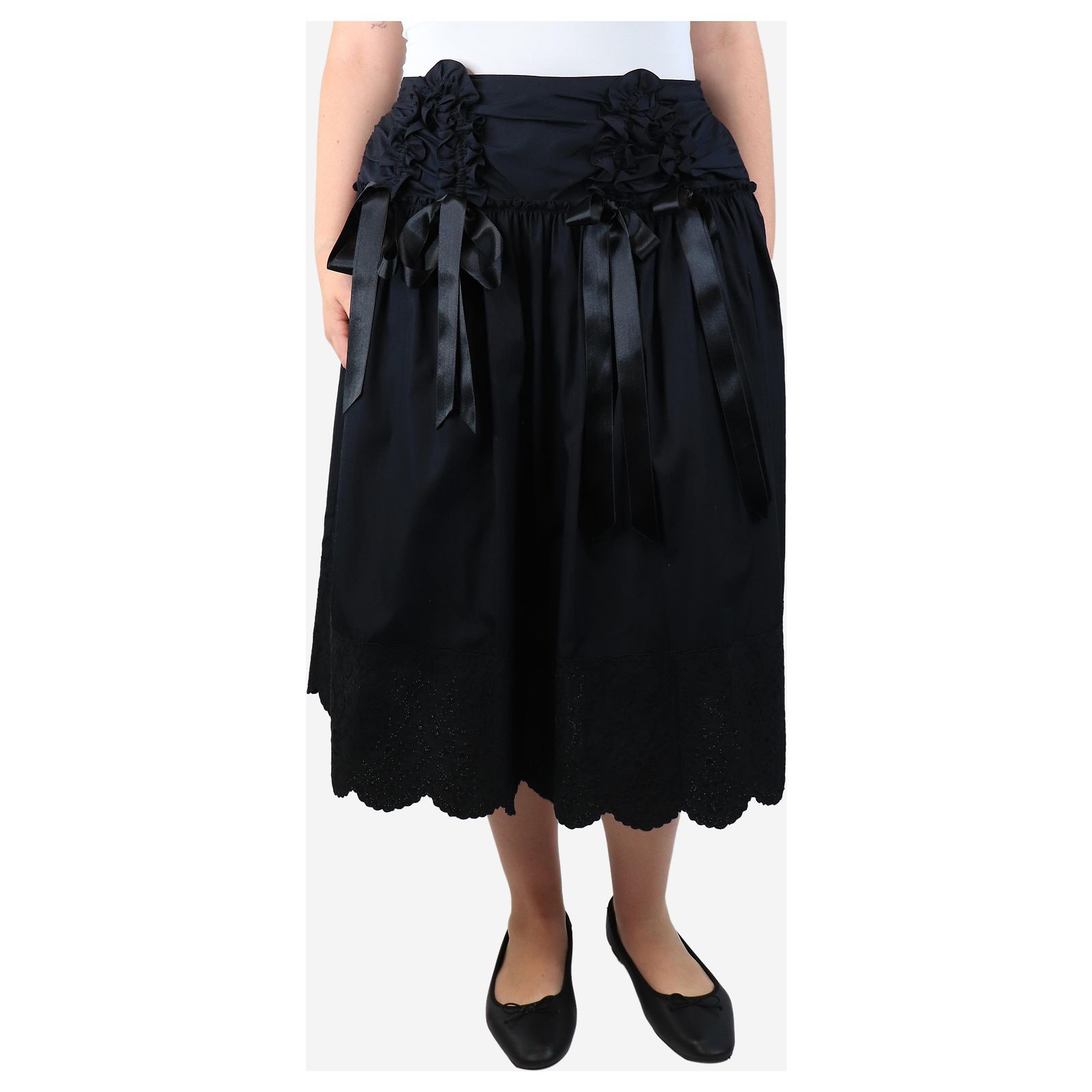 Jupe Simone Rocha Noir Satin Coton & Plumes - Taille 38 FR (UK10) - Occasion Très Bon État