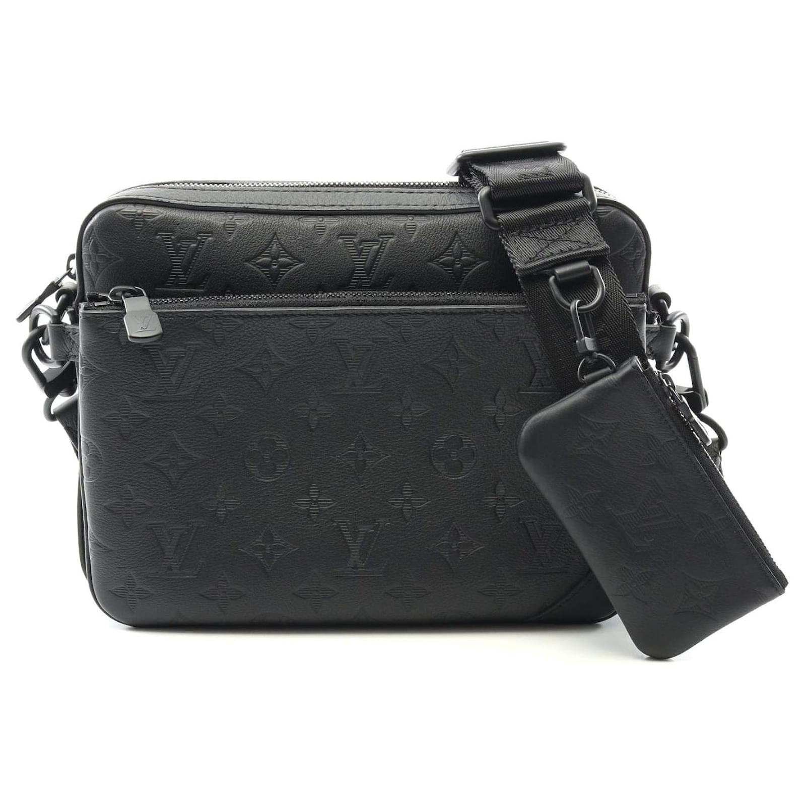 Louis Vuitton Trio Messenger Monogram Shadow Tasche Schwarz Leder