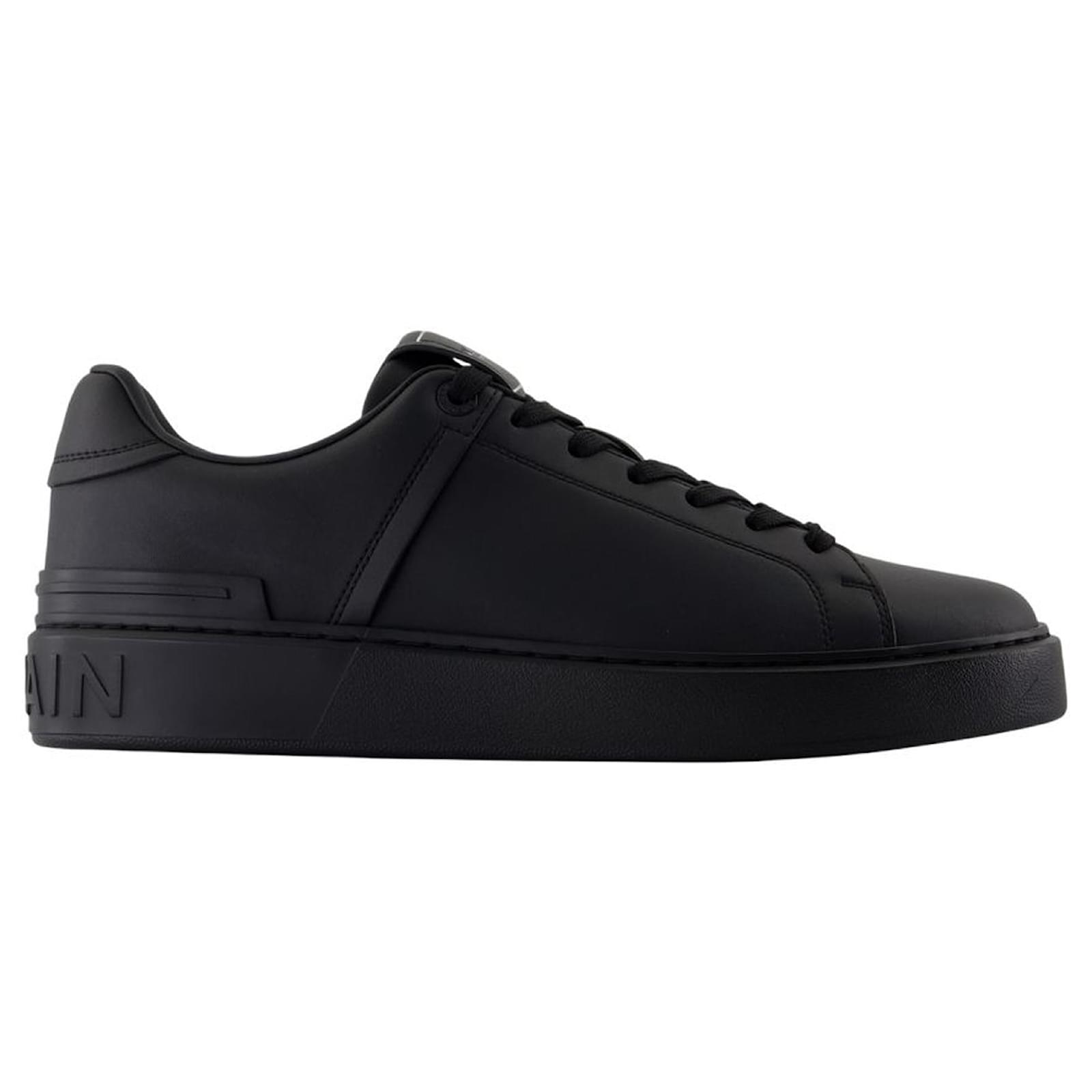 Baskets B-Court Balmain Cuir Noir Veau façon poulain ref