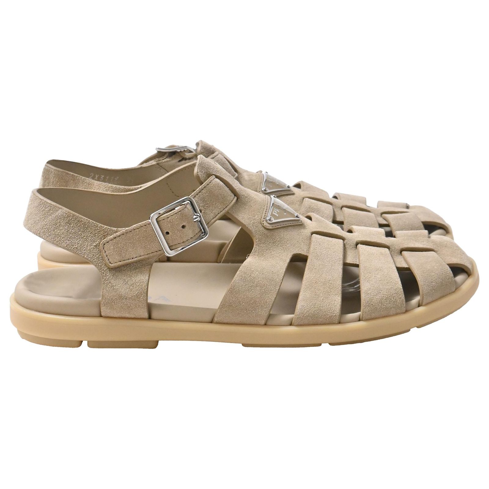 Prada Sandals Triangle Logo Fisherman Beige Suede Prada Fisherman Sandals in Beige Suede ref.JC2444938 (Sold  main image 4