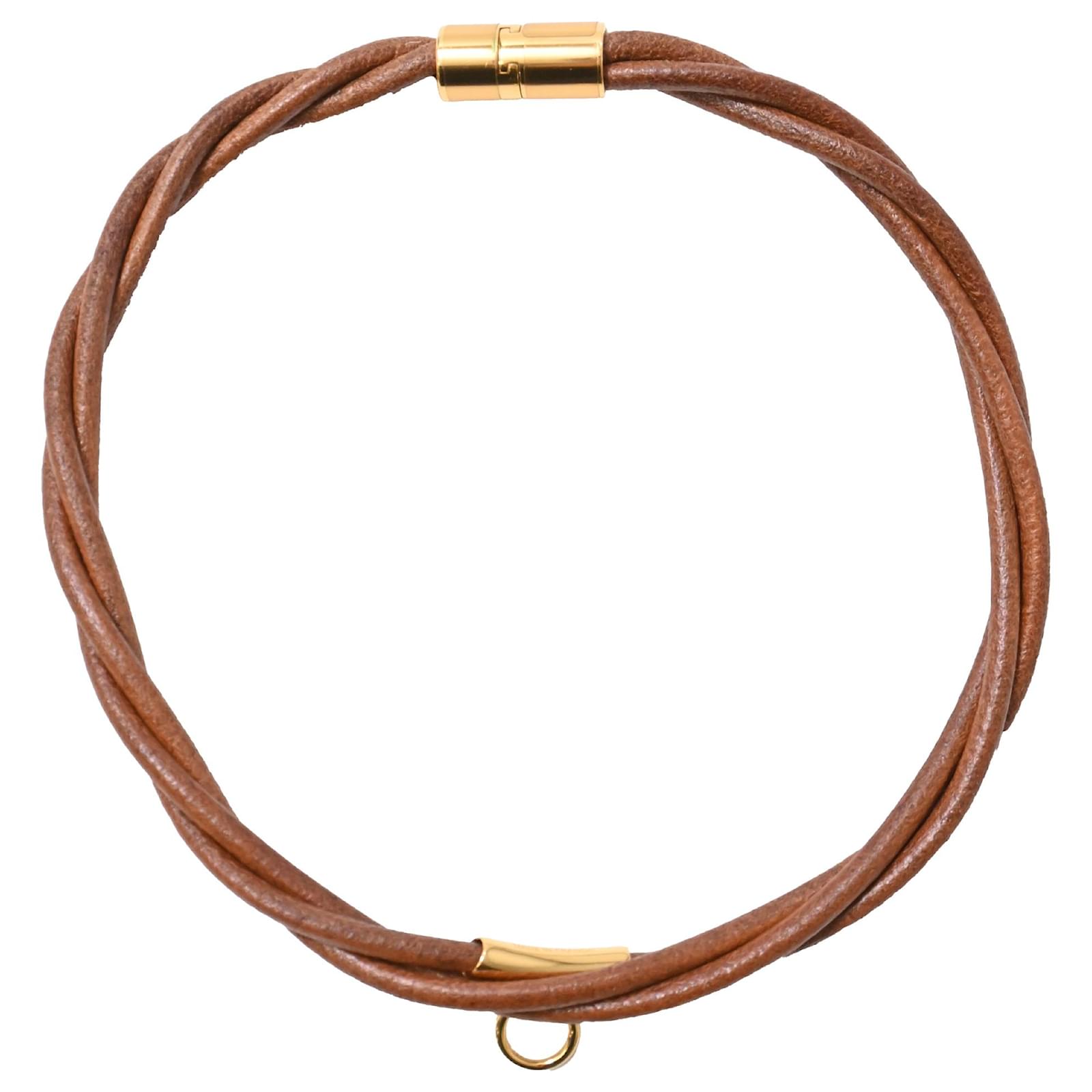 HERMES Leather Choker Necklace エルメス Hermès vintage intrecciato choker 80s - Katheley's