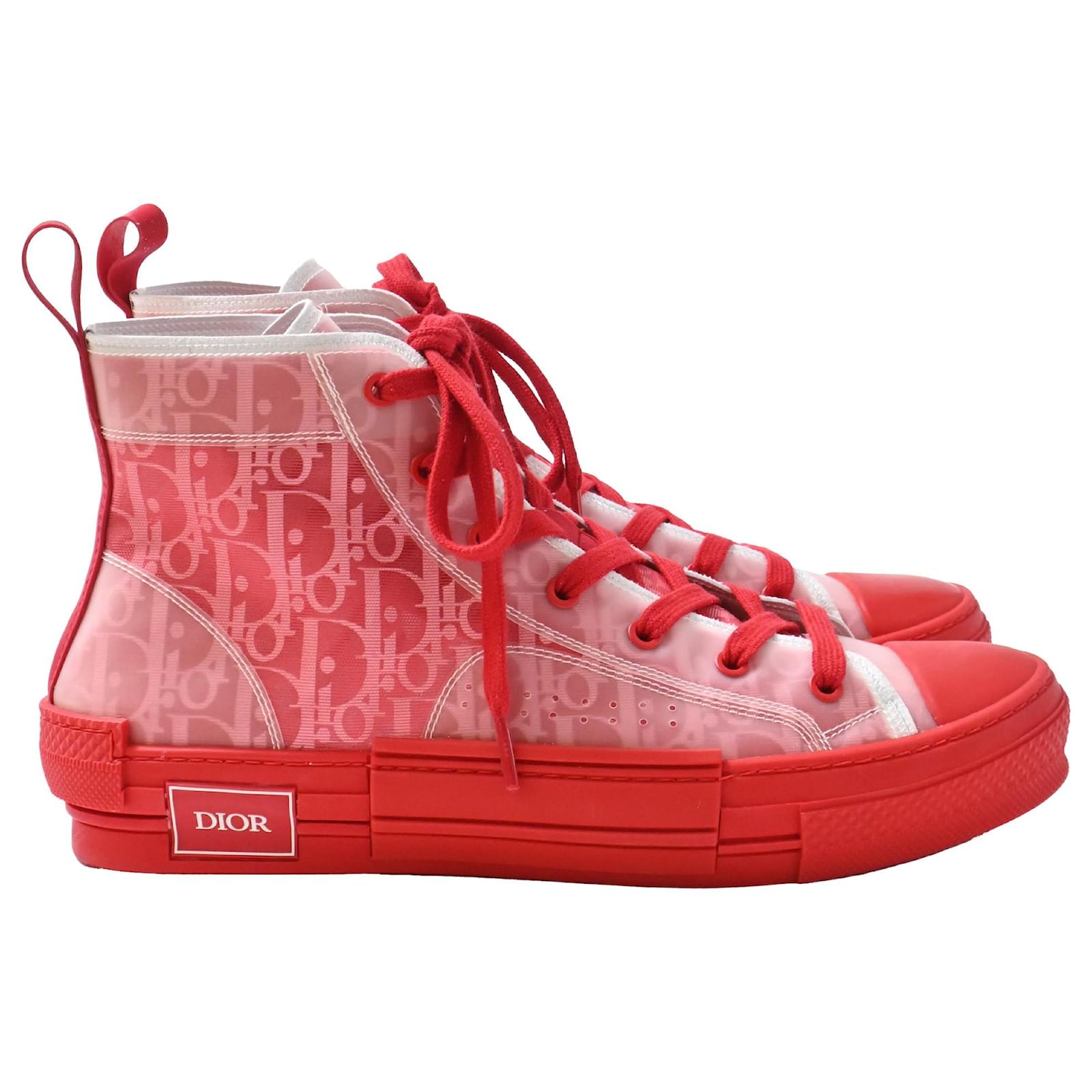 Dior B23 High Top Sneakers in Red PVC Plastic Joli