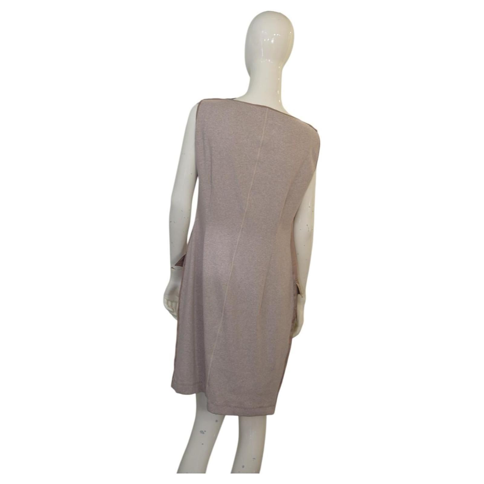 Fabiana Filippi Sleeveless Cowl Neck Knee Length Nude Dress