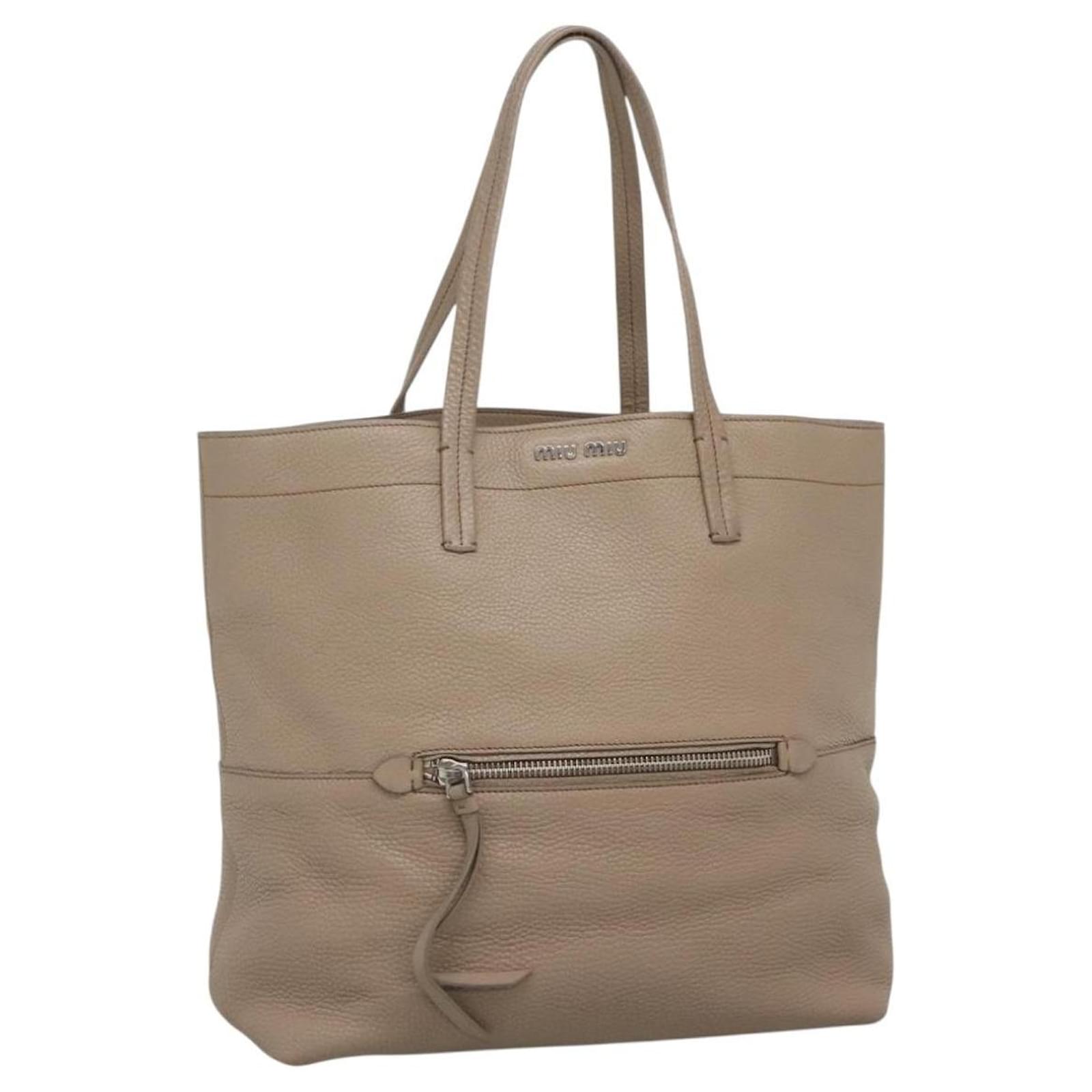 miu-miu-tote-bag-leather-gray-silver-auth-138541-brown-silvery-ref