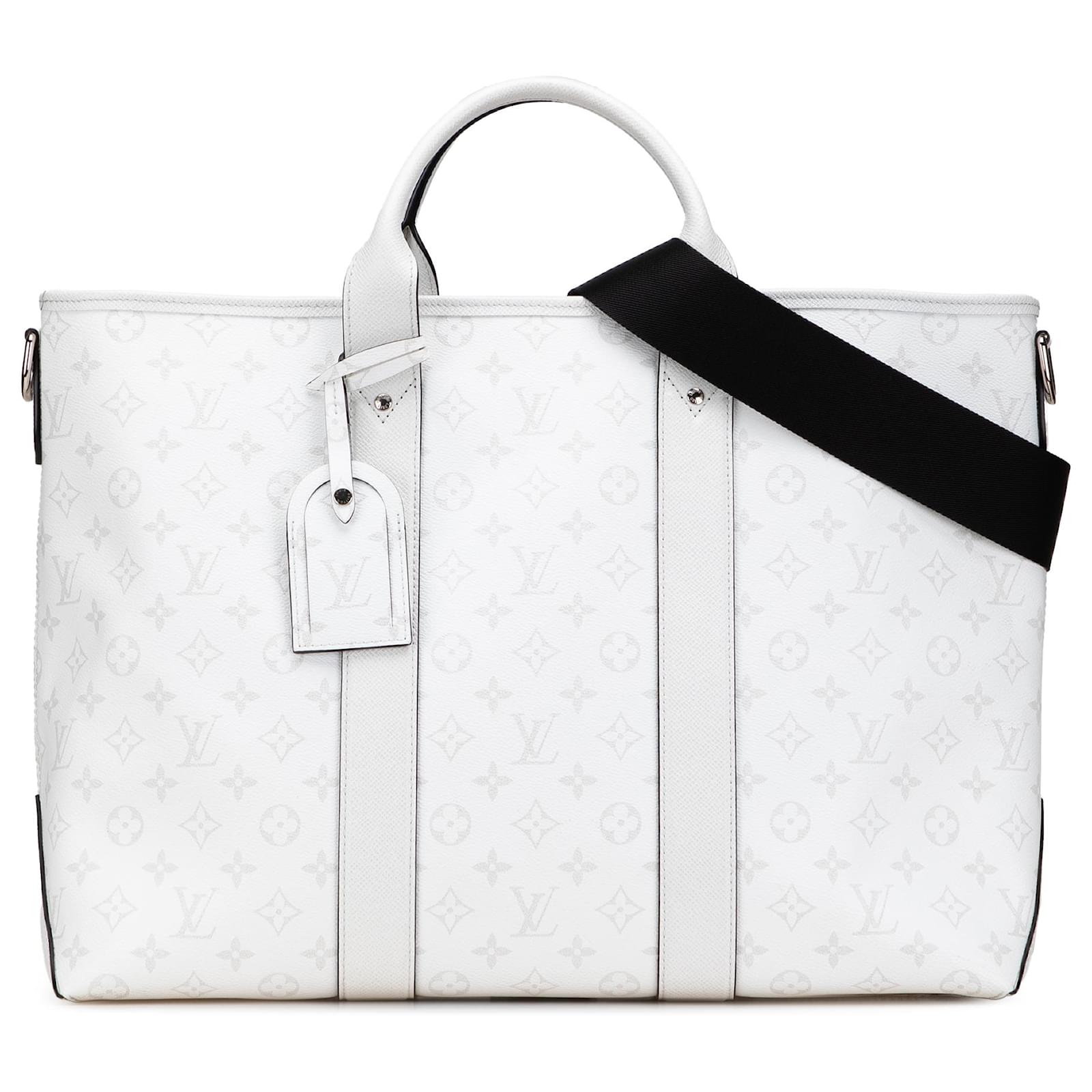 Louis Vuitton ホワイトハンドバッグ Louis Vuitton White Monogram Taigarama Weekend Tote Leather Cloth