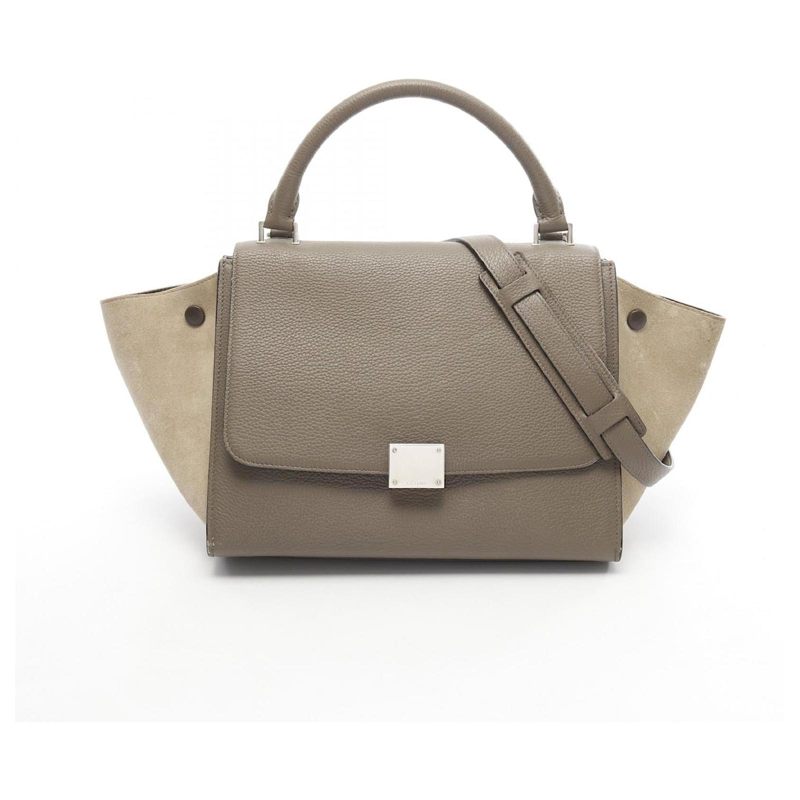 Céline Sac en en cuir suédé Celine Trapeze petit modèle Marron