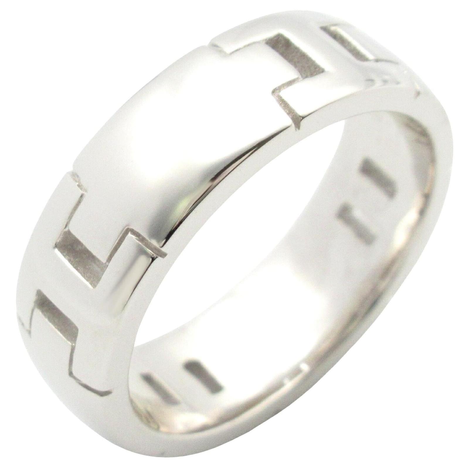Ring Bague Hermès Héraclès en or blanc K18 Métal Argenté Métallisé