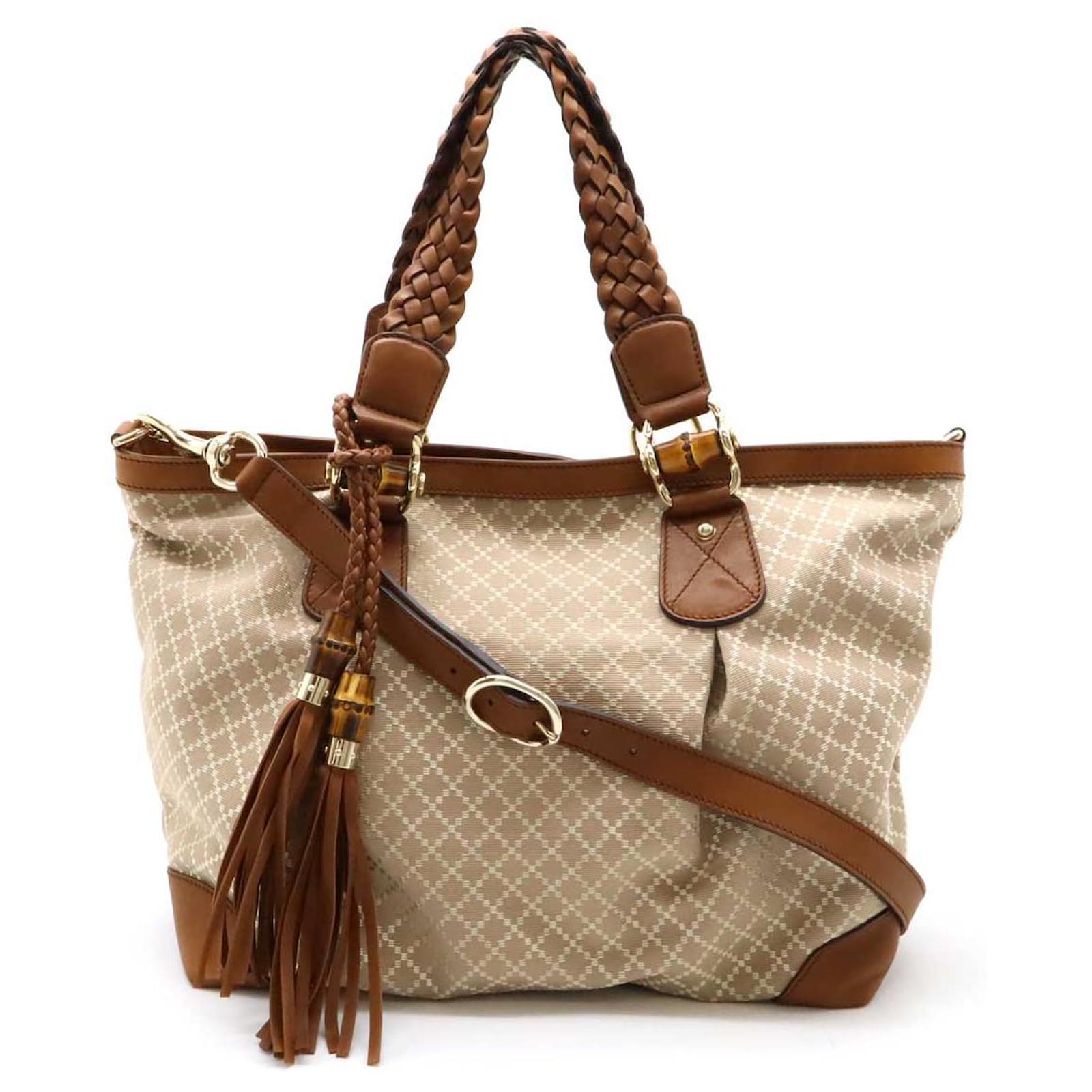 Bag Gucci Leinen Shopper Gucci Diamante Bambus-Leinen-Leder
