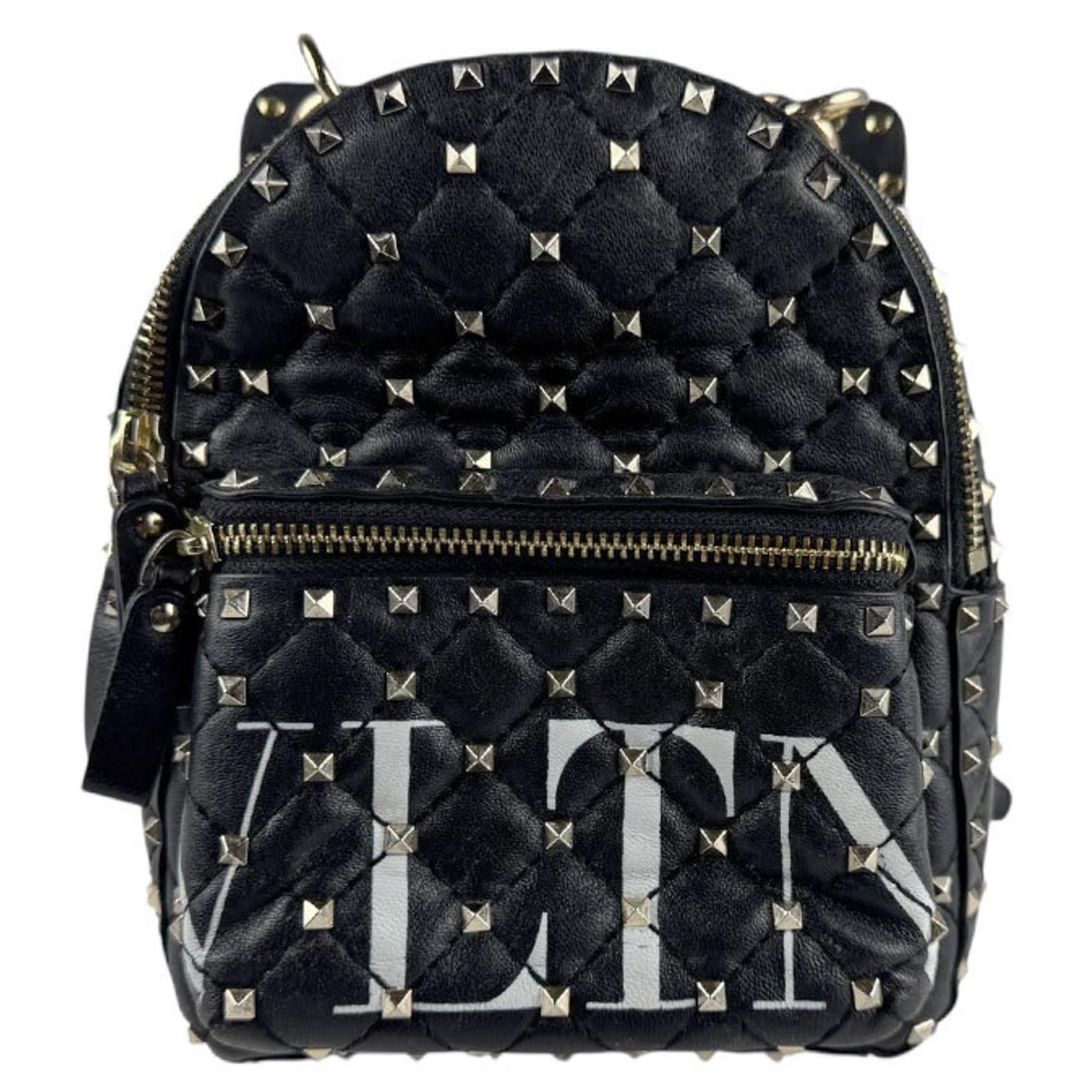Valentino Garavani Rockstud Spike Leather Backpack Black ref  display picture 1