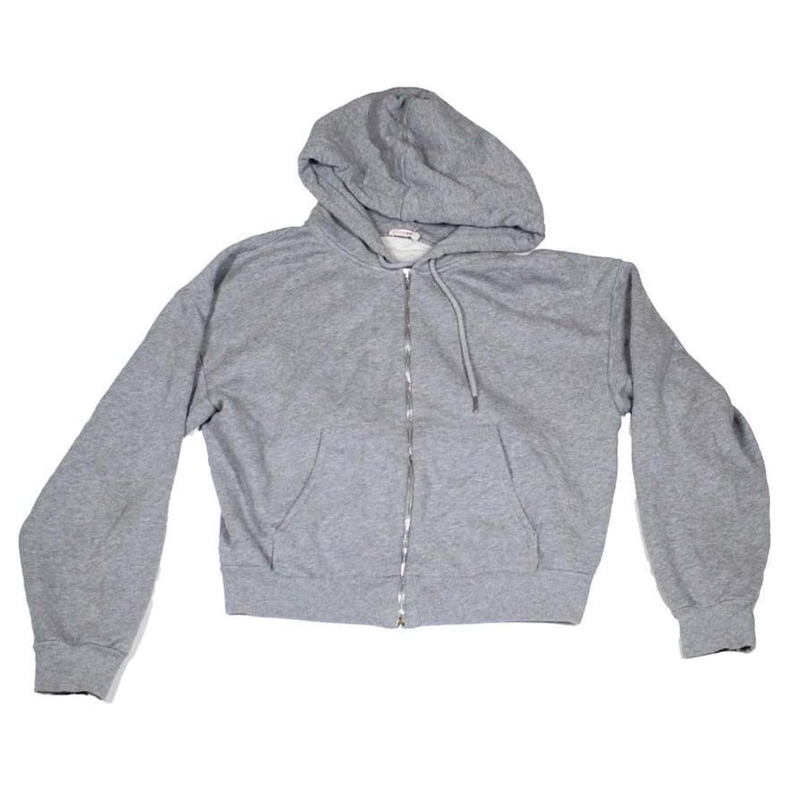 Céline gray zip-up hoodie with white logo Grey Cotton ref.2451856