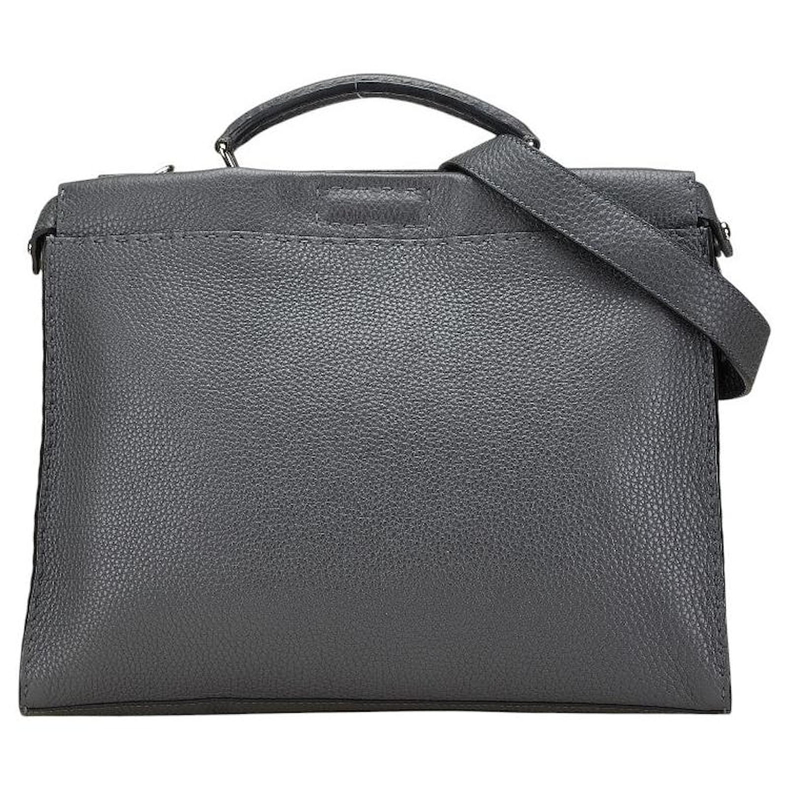 Fendi Selleria Peekaboo Leder 2way Tasche Grau Joli