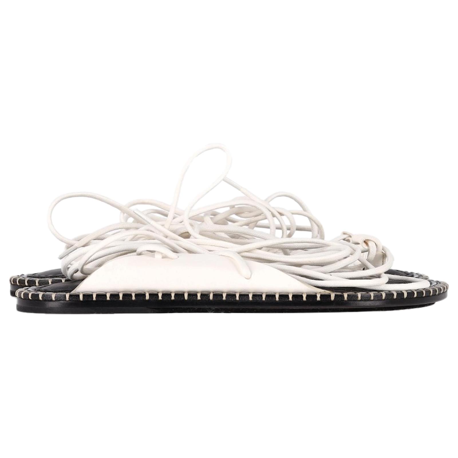 Ann Demeulemeester Self-Tie Flat Sandals in White Leather ref