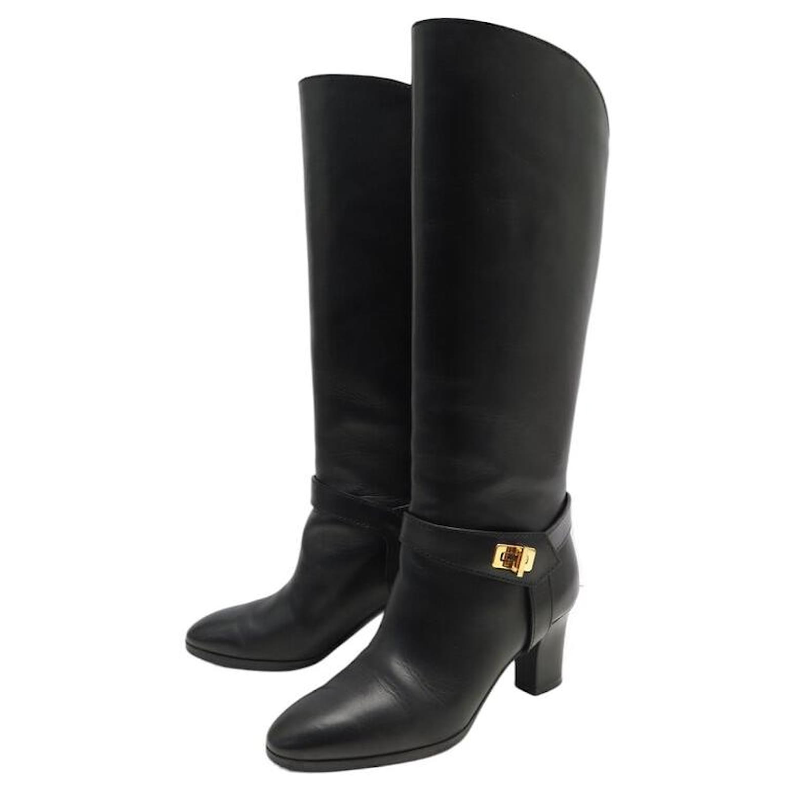 BOTAS DE TACÓN GIVENCHY EDEN 36 EN CUERO NEGRO CAJA DE BOTAS ALTAS