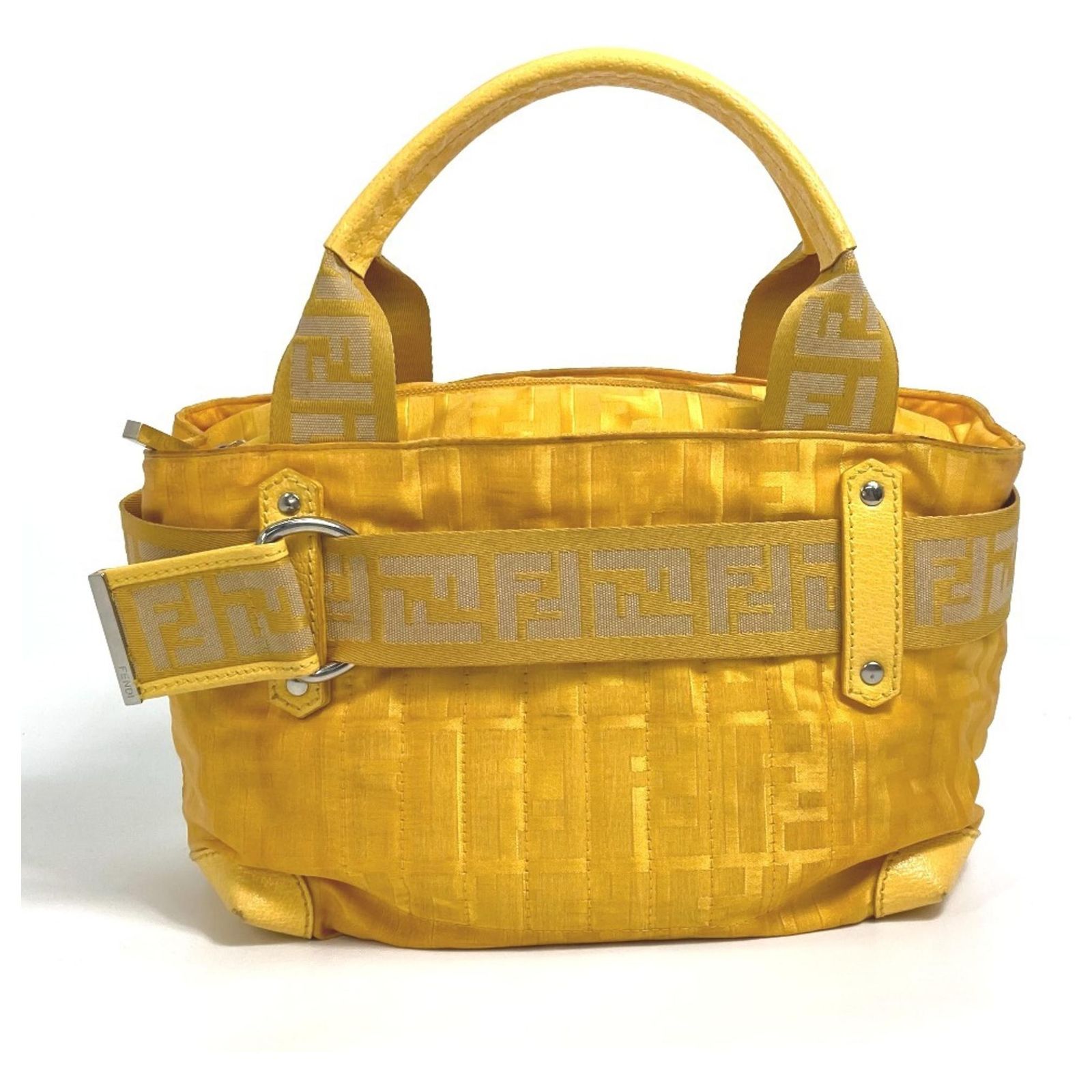 Fendi 8BH142 FF Zucca Nylon Handbag Yellow ref.JC2456397 (Sold 