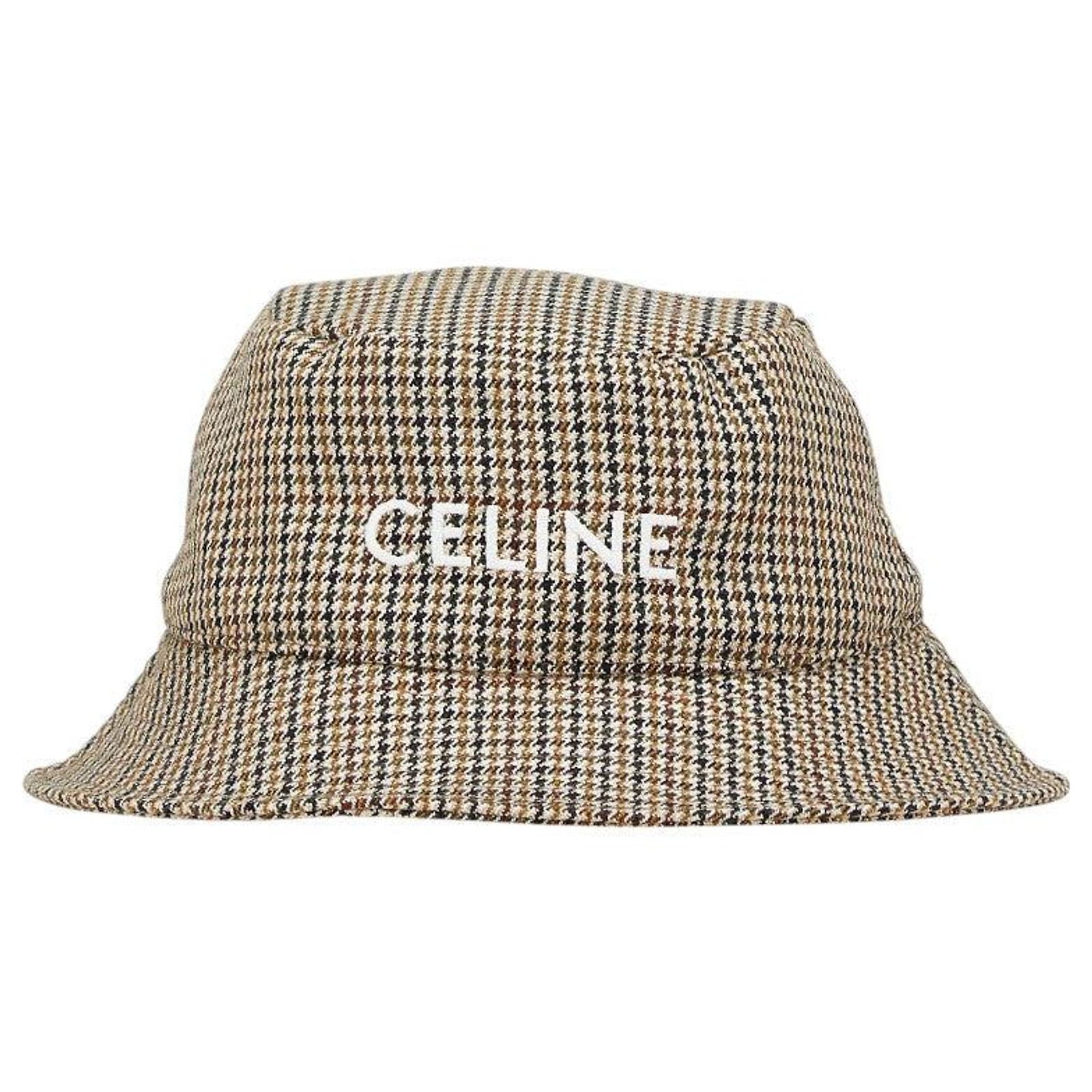 Celine Black and Brown Logo Bucket Hat Leather hat Celine Brown size L International in Leather  main image 2