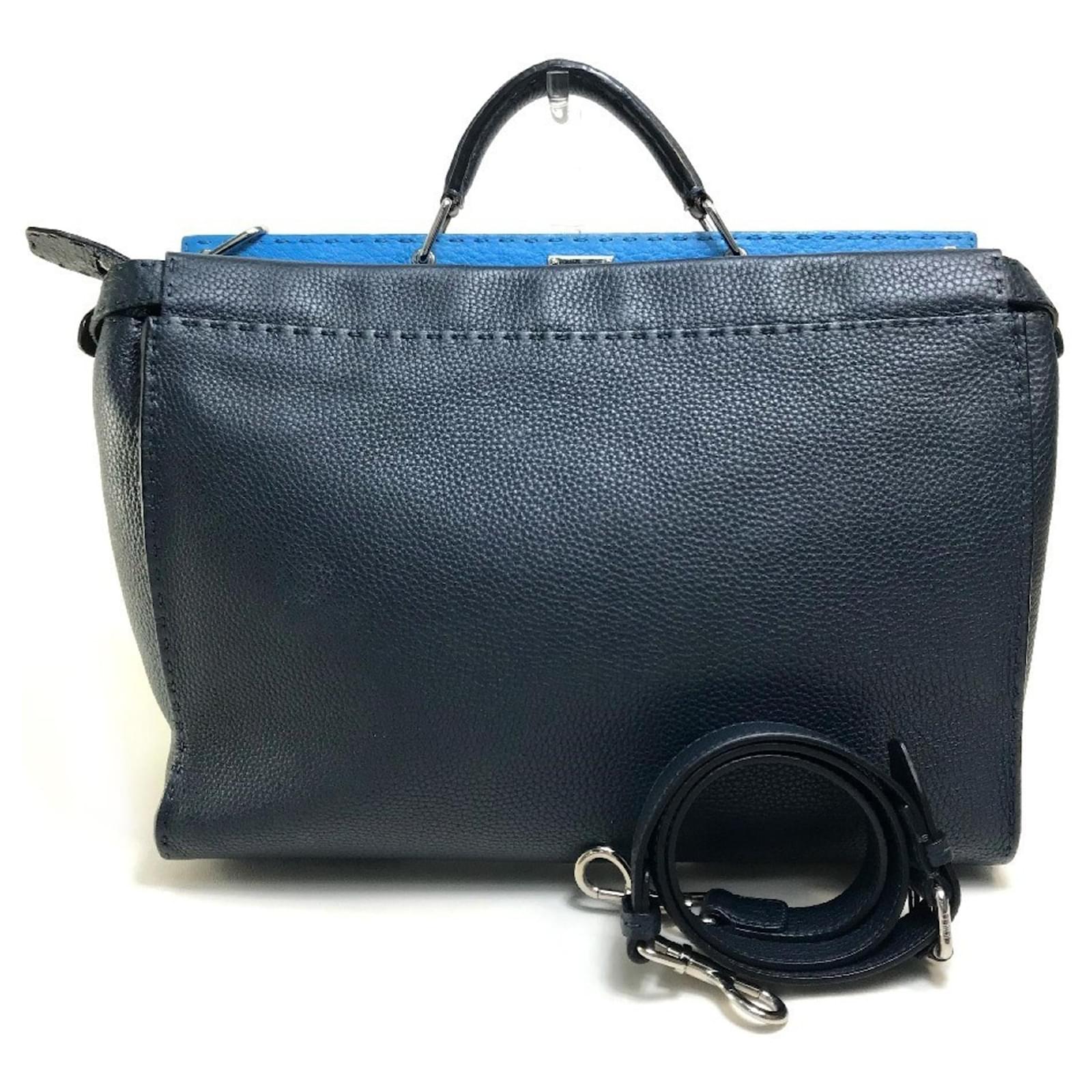 Fendi 7VA388 Selleria Peekaboo 2-Way Shoulder Bag Blue Navy blue