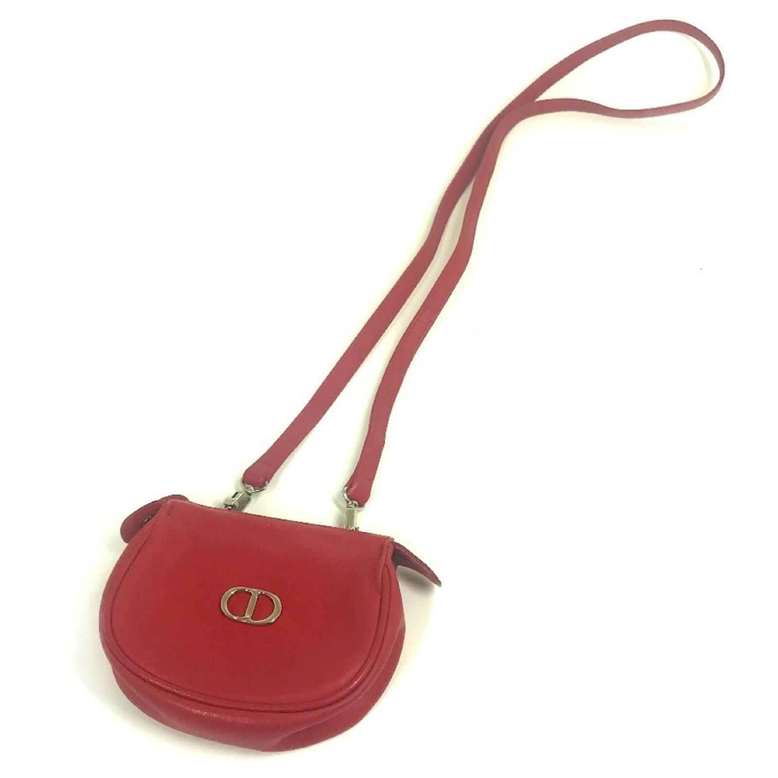 Mini pochette in pelle rossa Christian Dior Rosso