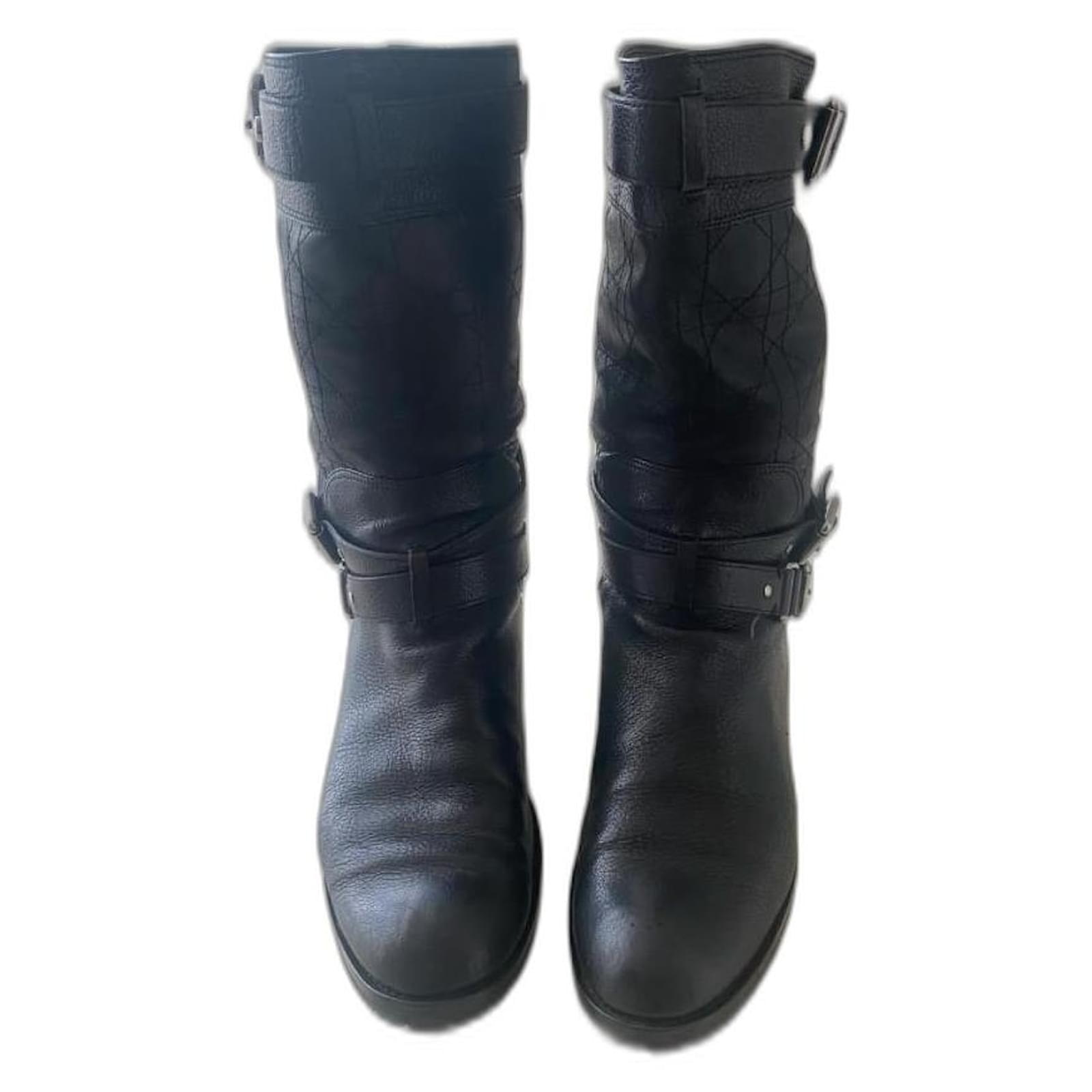 Dior Biker Boots Black Leather Joli Closet