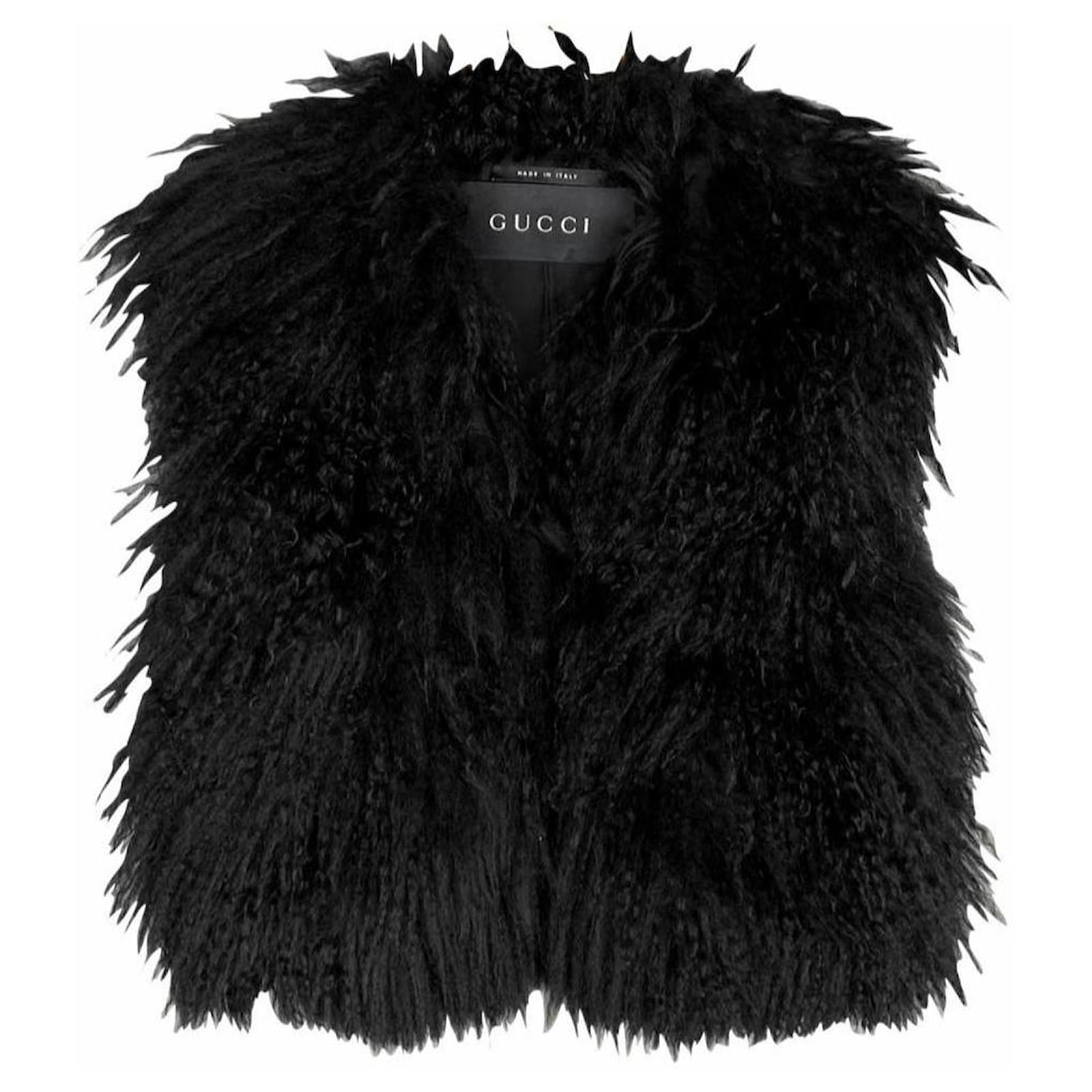 GUCCI ファーベスト 1990s Gucci by Tom Ford Black Mongolian Fur Cropped Jacket / vest