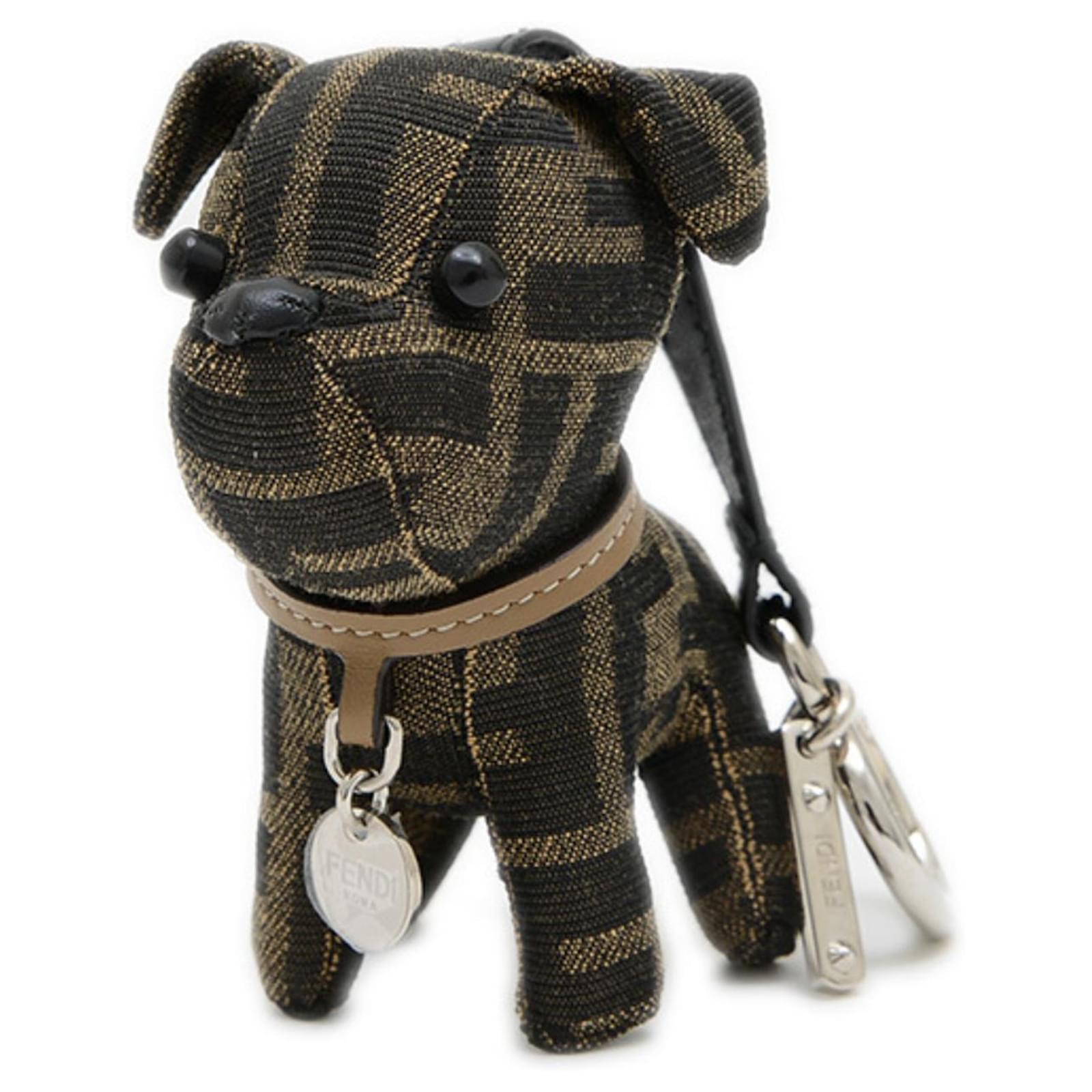 Fendi ITO Bag Charm Black Beige Leather Cotton Resin ref.JC2459421