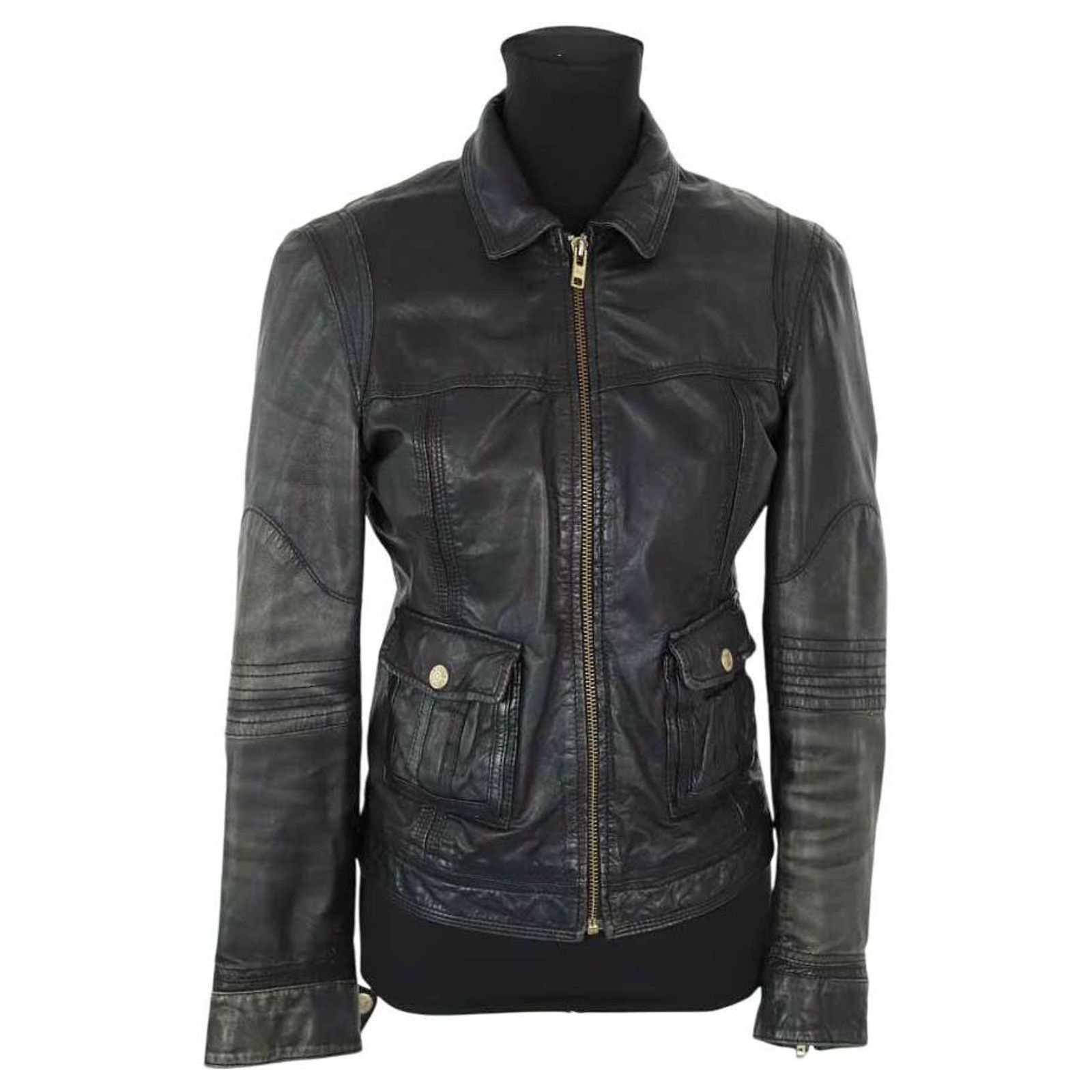 Veste En Cuir Femme Zadig & Voltaire Noire, Taille M, Style Matelassé - Occasion Parfait état
