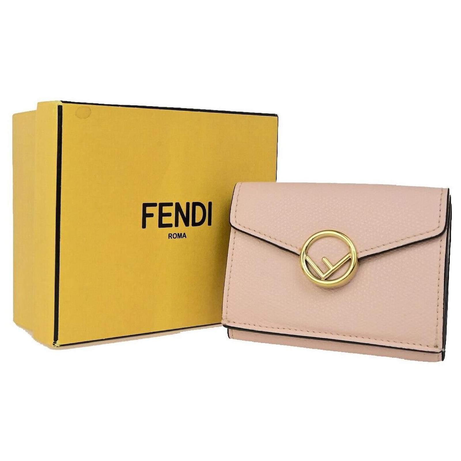 Fendi F is Fendi Trifold Wallet Leather Micro Pink
