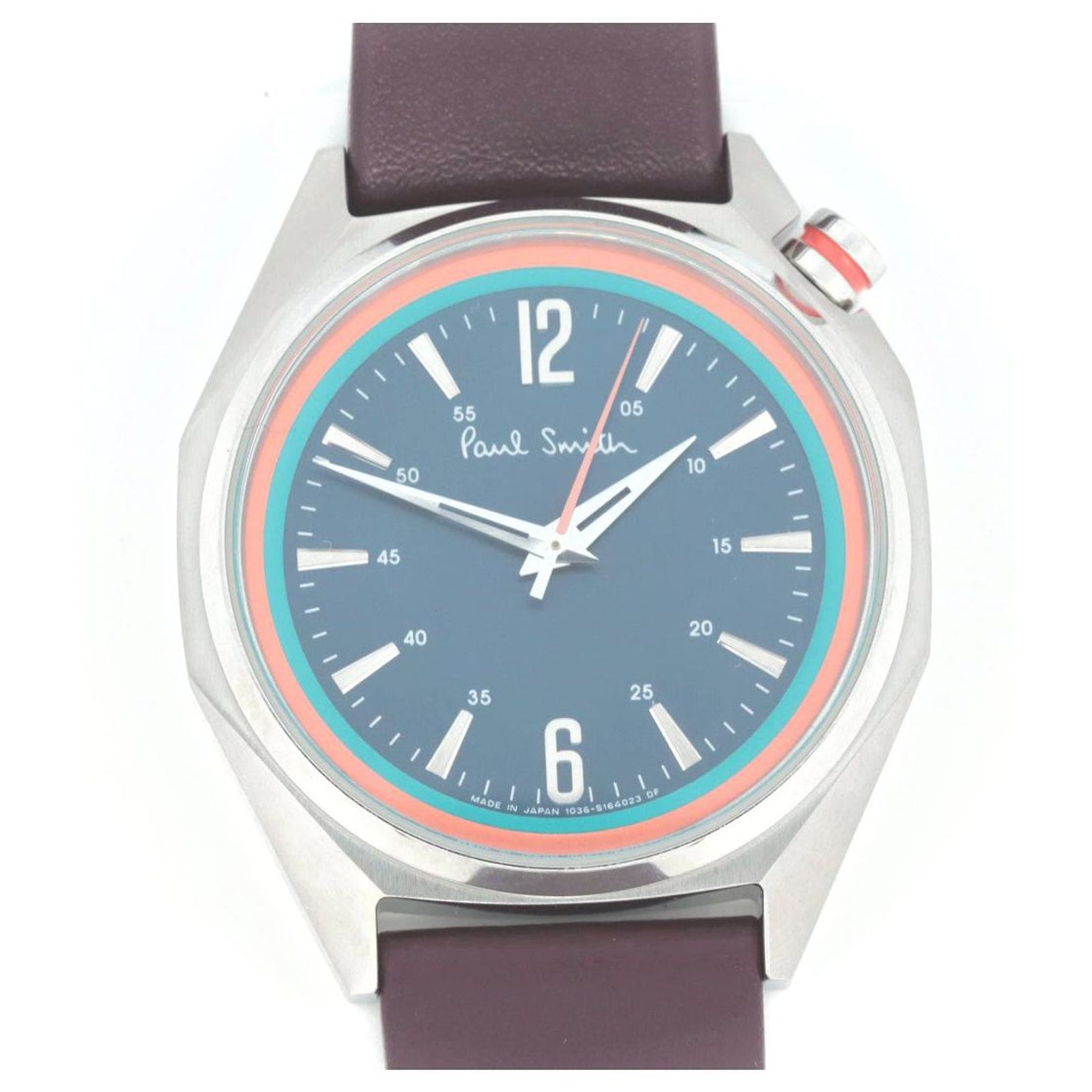 Paul Smith Octagon Stainless Steel Watch Green Leather Metal ref 