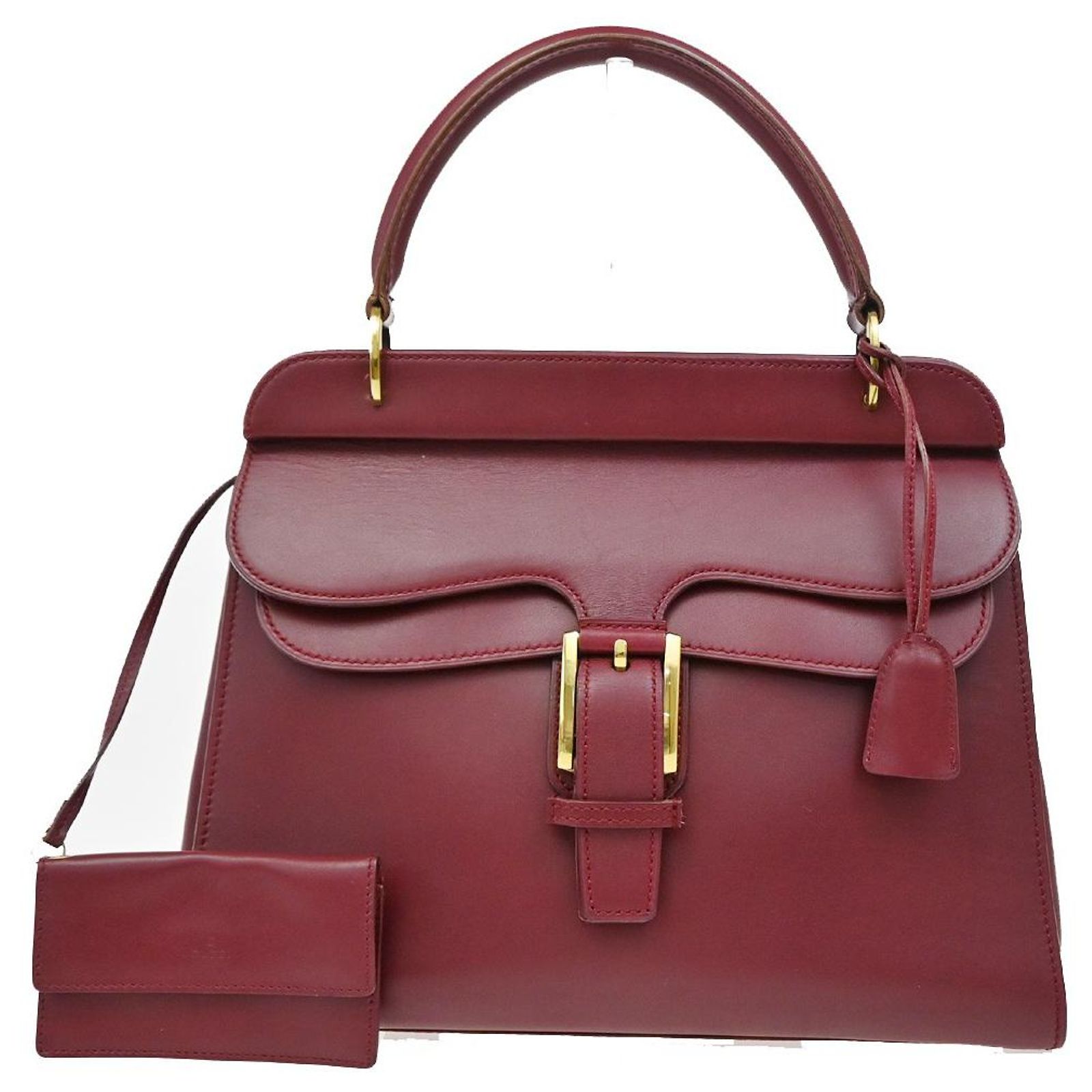 Gucci Belt Buckle Top Handle Bag Leather Medium Red ref  display picture 1
