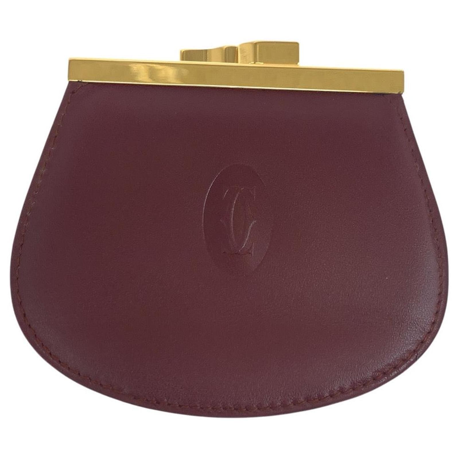 Cartier Must Line Bordeaux Red Leather Coin Case Pony-style calfskin ...