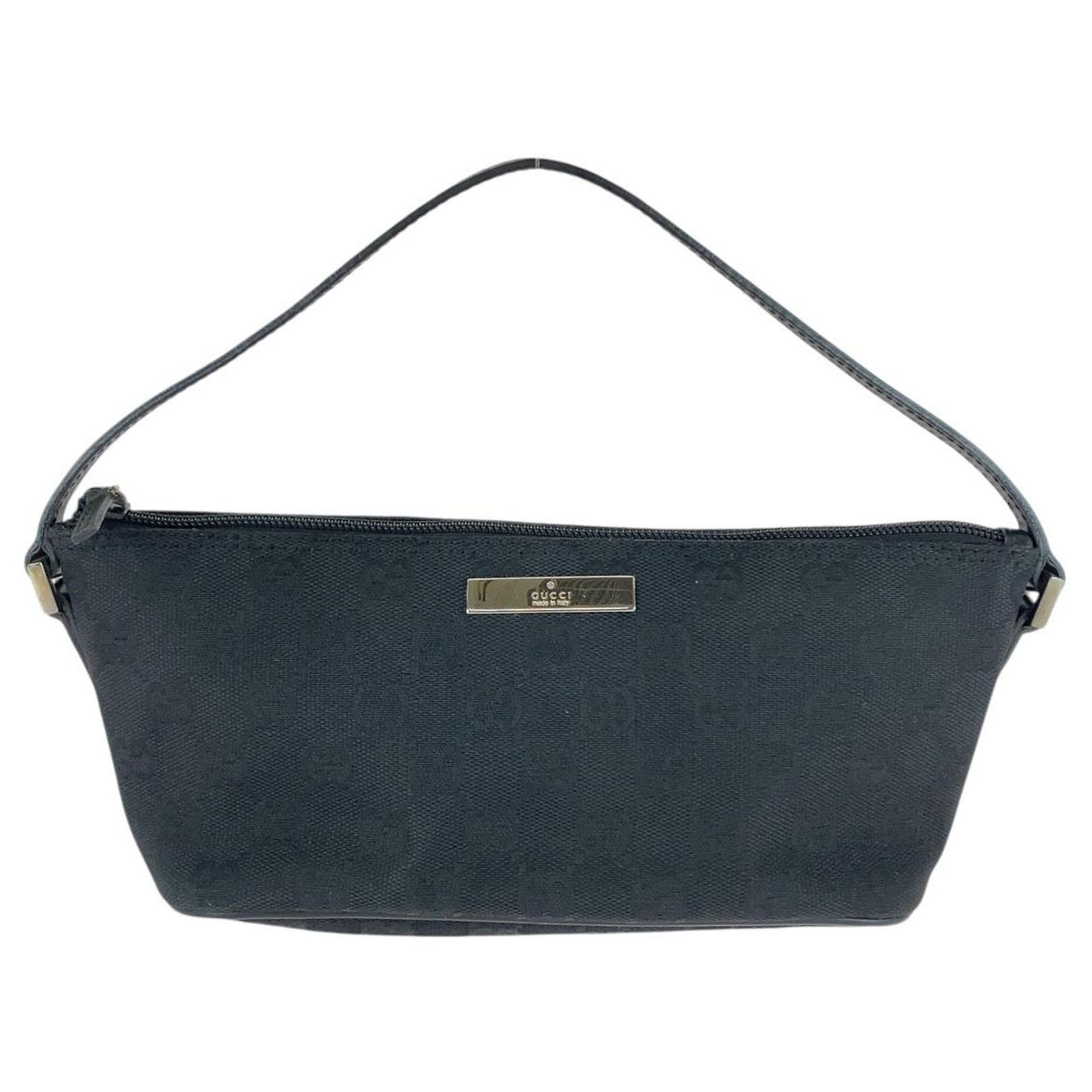Gucci GG Canvas Leather Handbag Accessory Pouch Black ref.2467484 