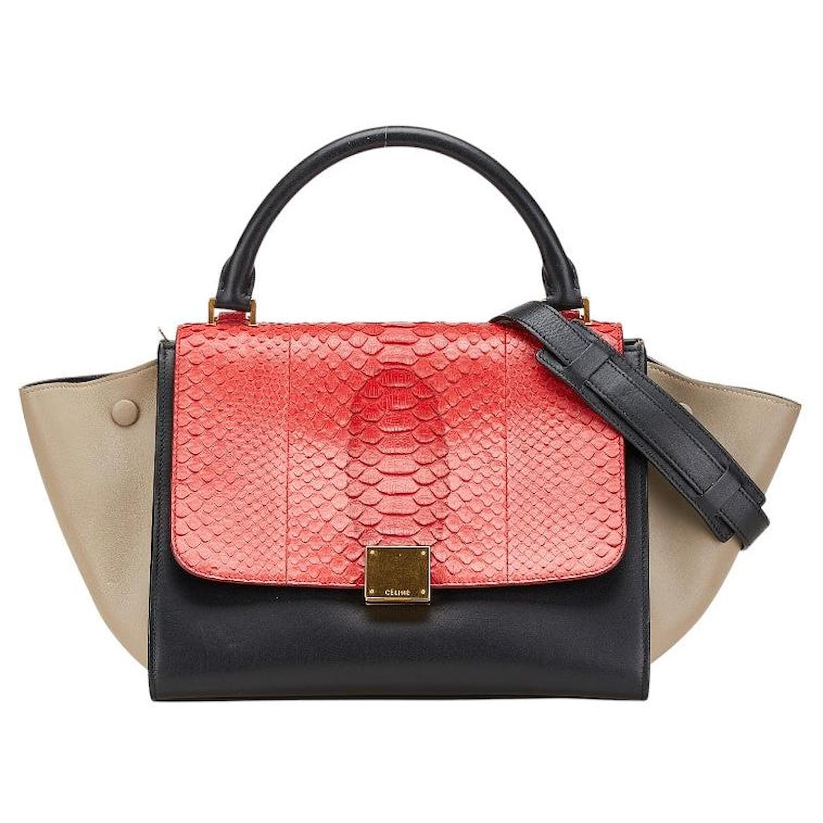Céline Sac en Python Trapeze de Celine Cuir Noir