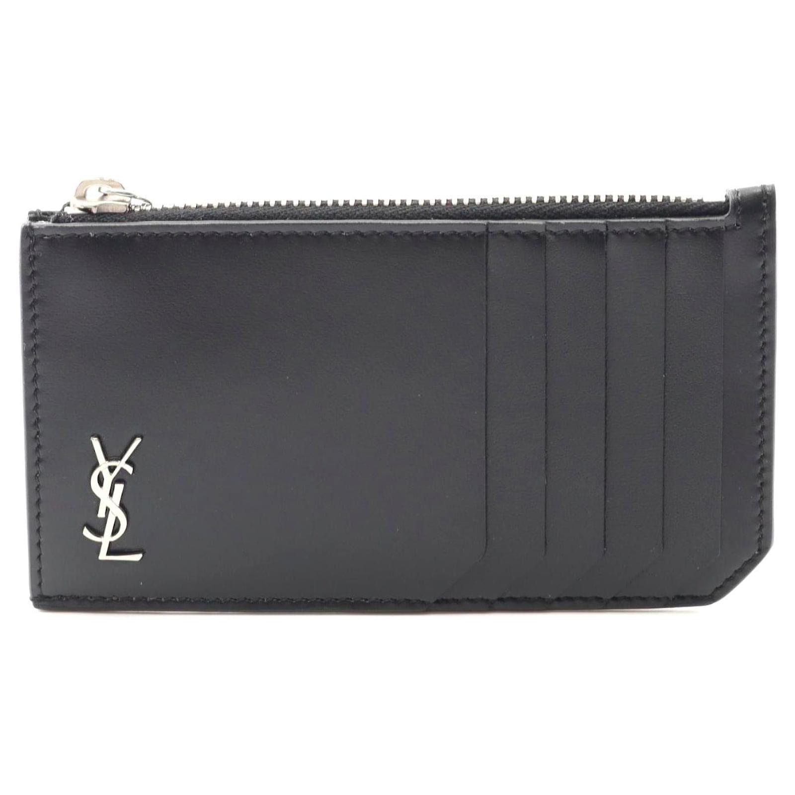 Monedero de cuero Yves Saint Laurent Negro Becerro