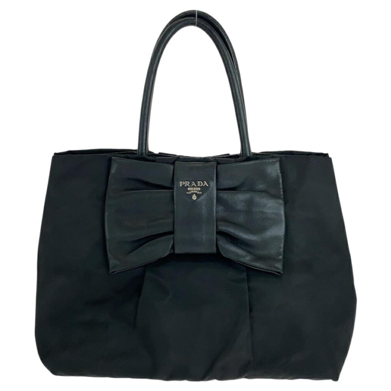 Prada Nylon Tessuto Ribbon Logo Tote Bag Black ref.2468760 - Joli