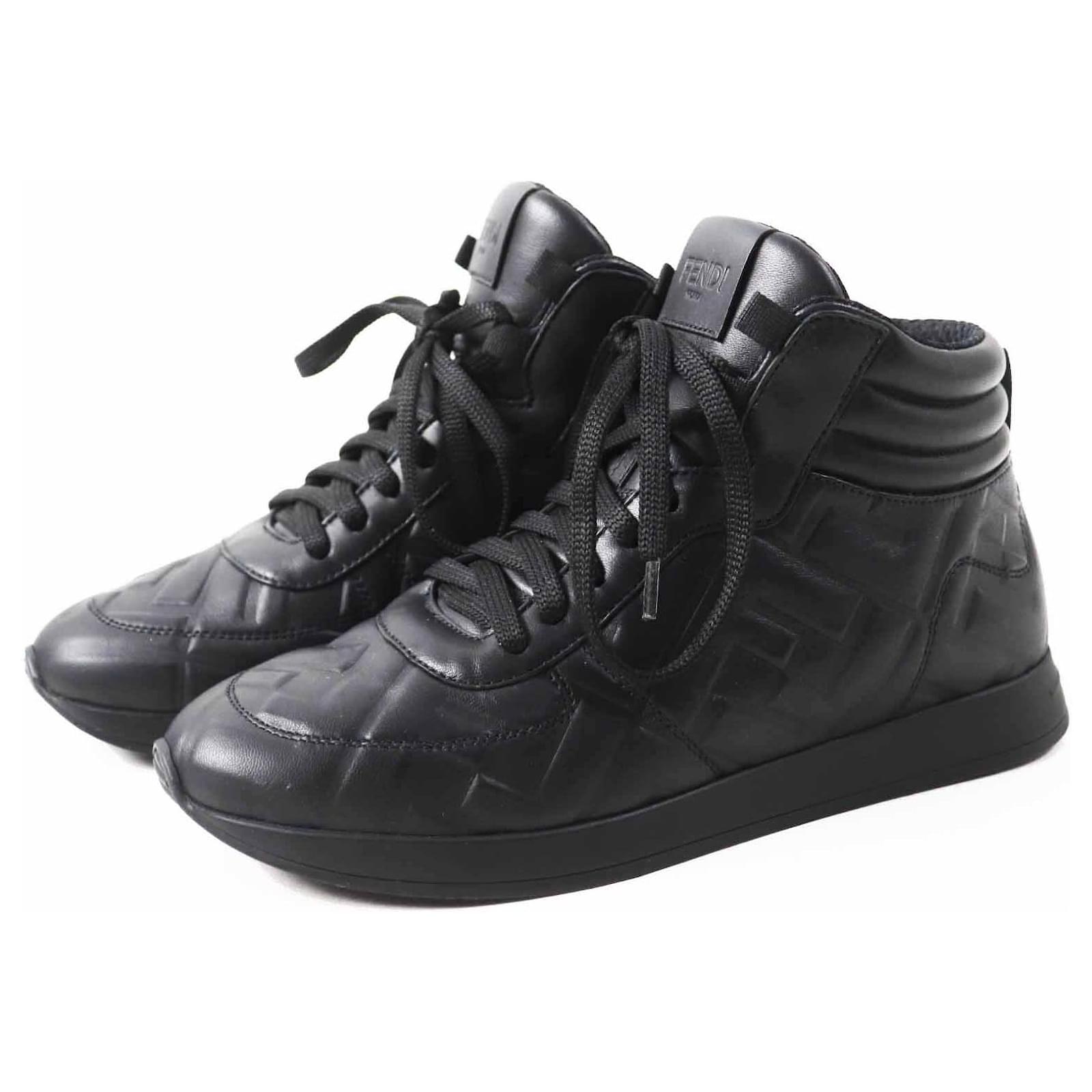 Fendi FF logo leather sneakers Black ref.2469185 - Joli Closet