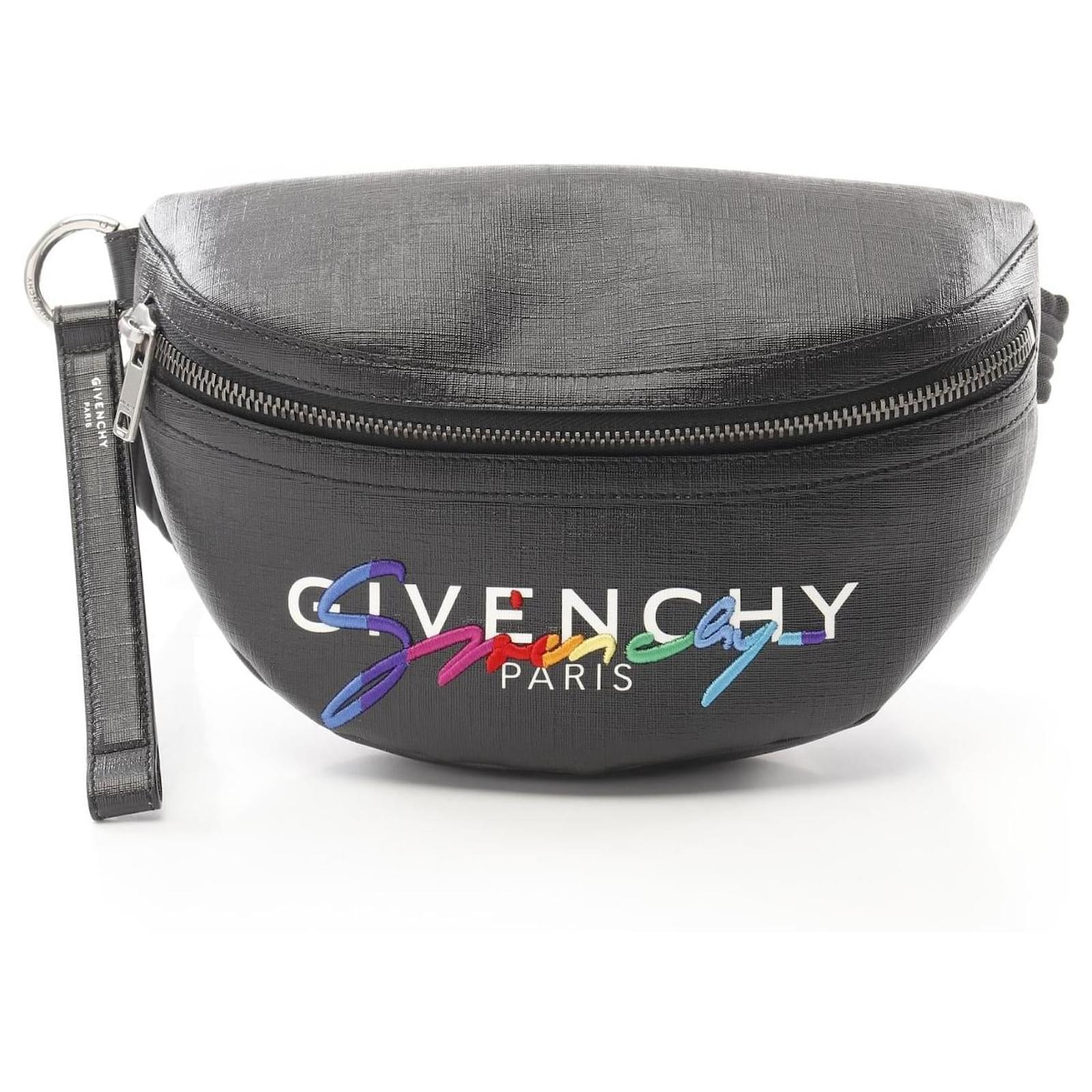 Givenchy Rainbow Logo PVC Coated Canvas Waist Bag Black Cloth ref