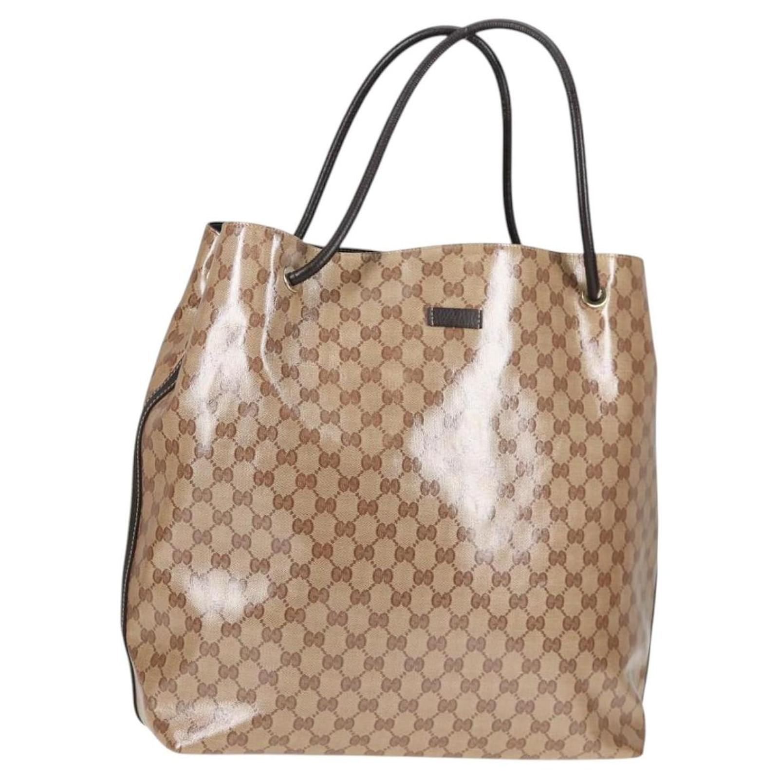 GUCCI GG Crystal Tote Bag Coated Canvas Beige 152274 Auth ki5933A