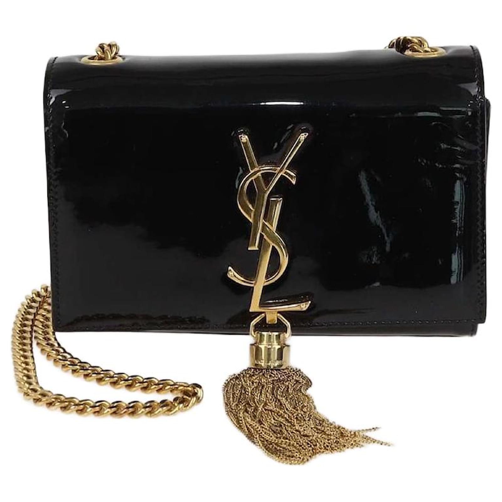 Sac à bandoulière Kate petit modèle en cuir verni noir de Saint