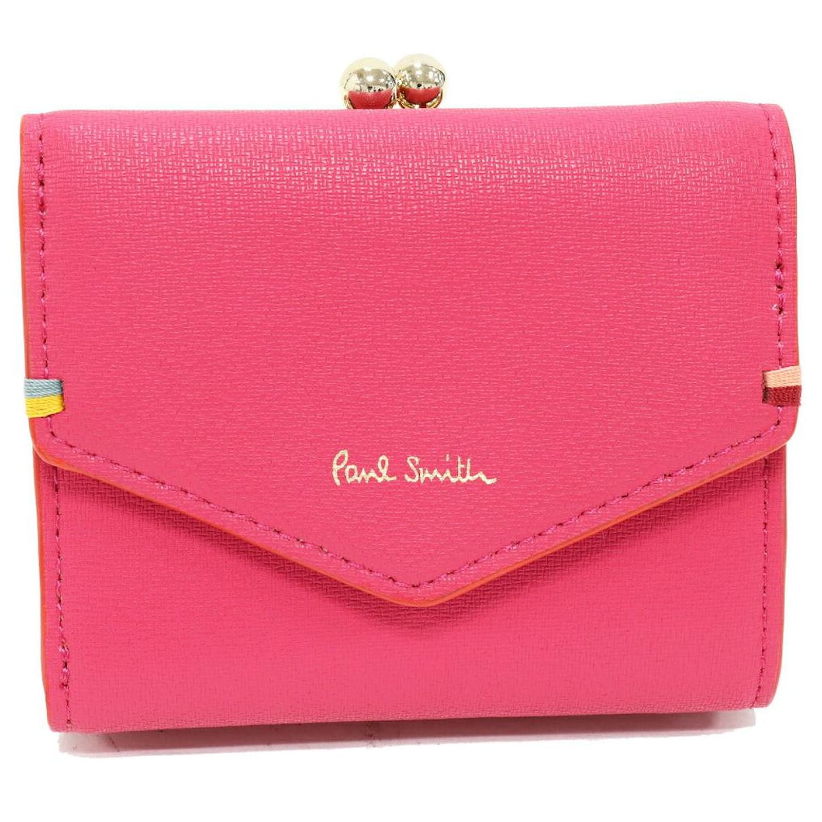 Paul Smith Leather Trifold Wallet Pink Pony-style calfskin ref